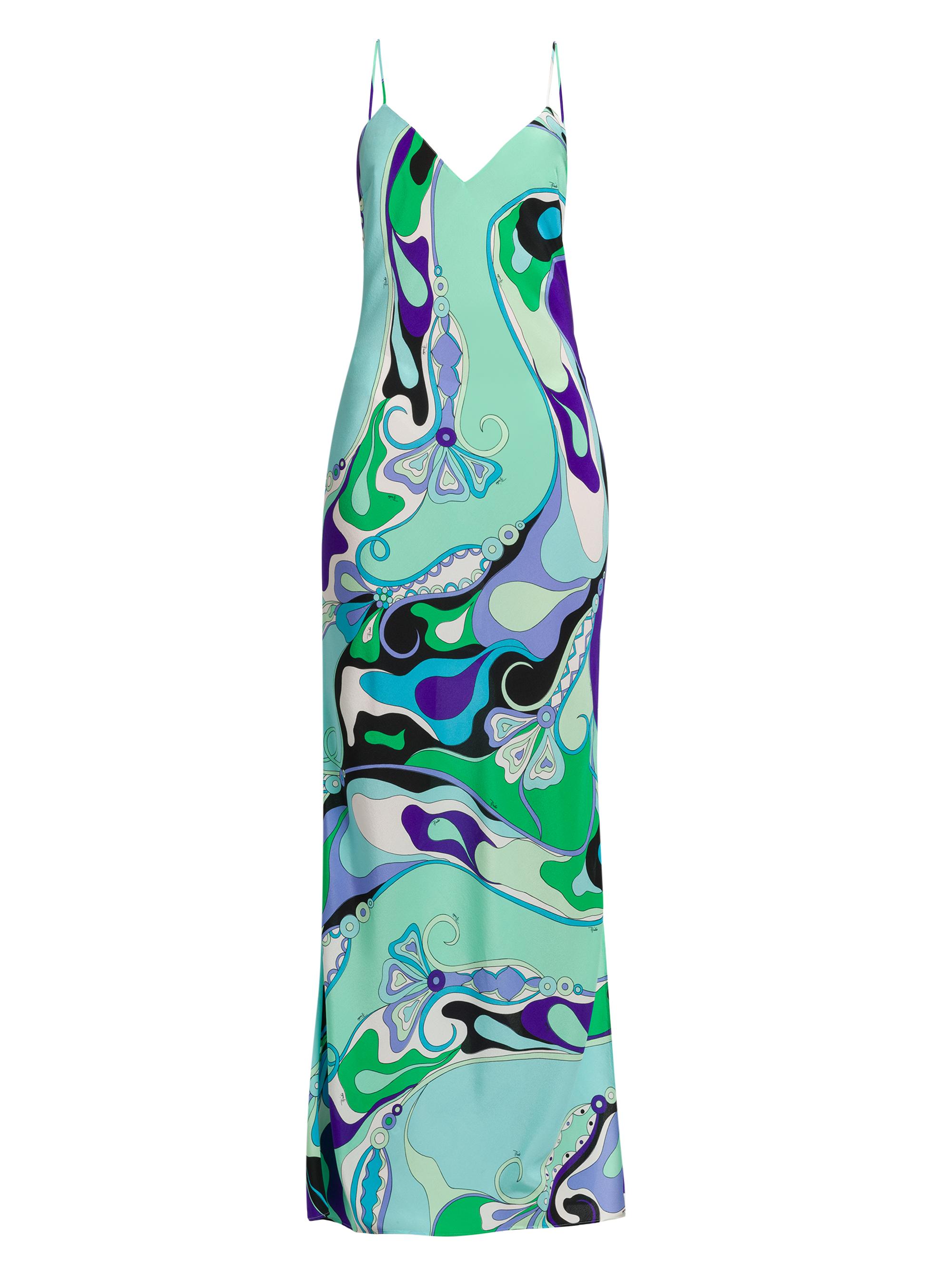 Pucci Women's Floral-Print Column Maxi Dress - Verde Lilla