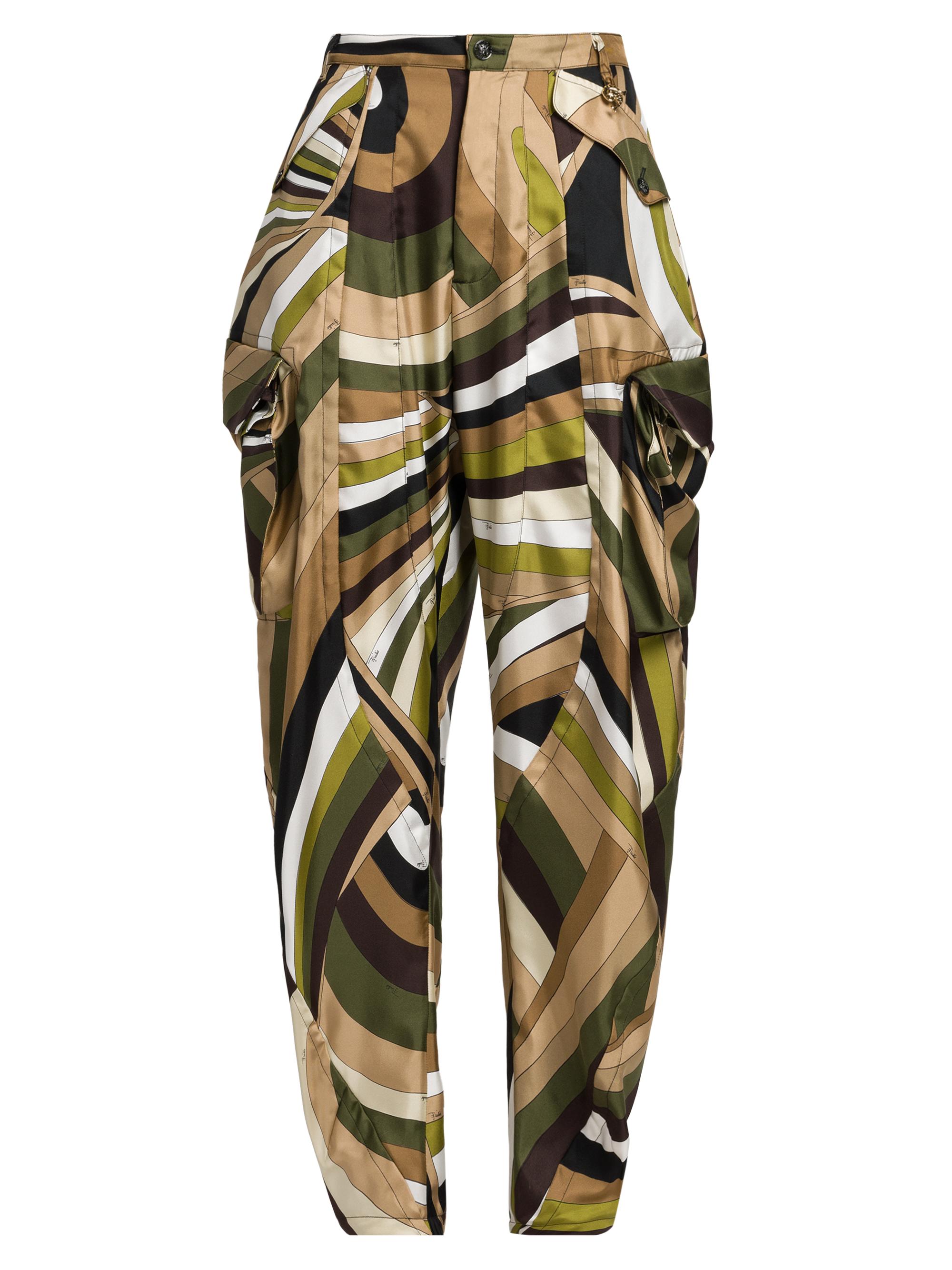 Pucci Women's Silk Cigarette Trousers - Khaki