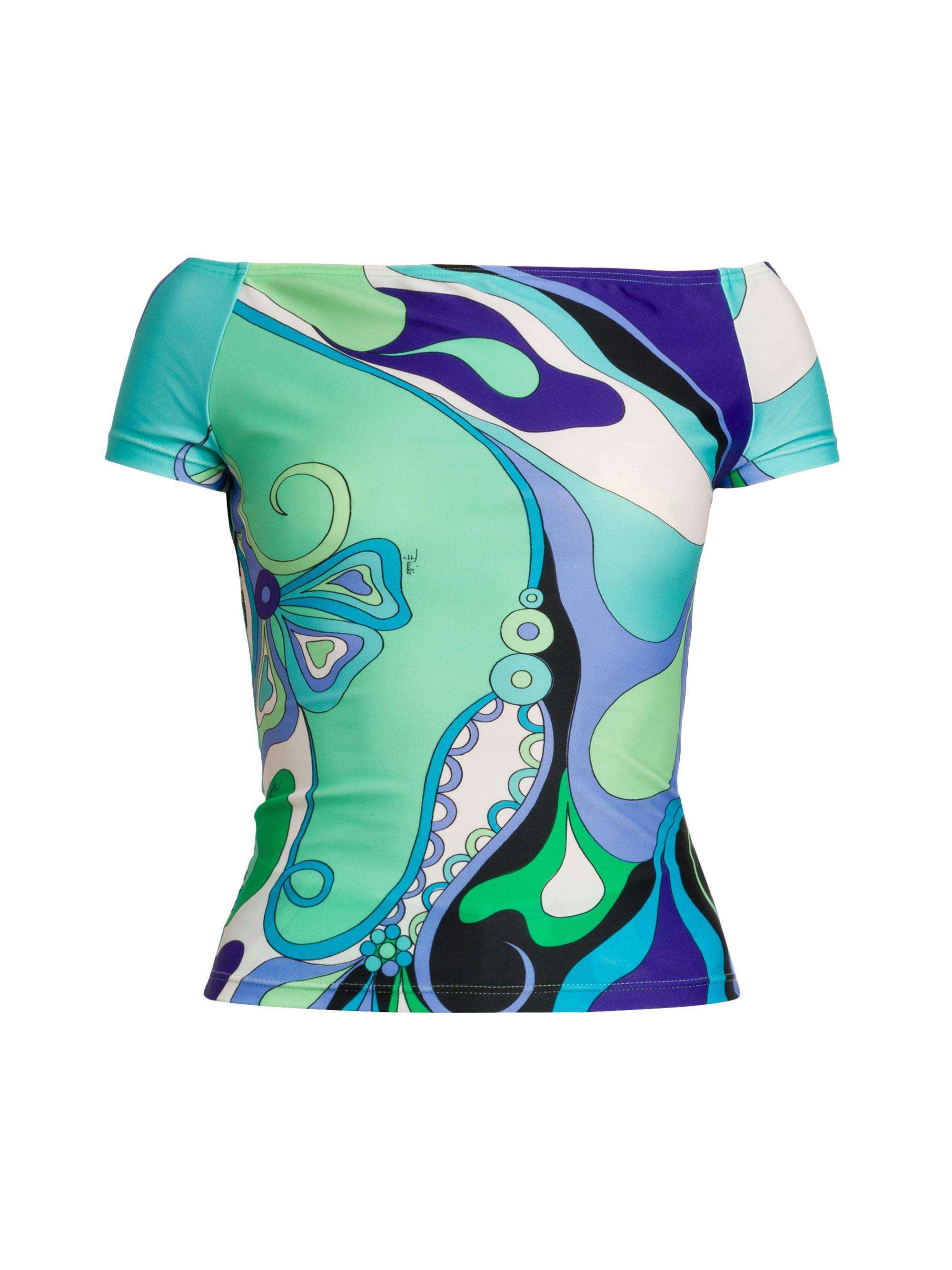 Pucci Women's Printed Boatneck Short-SleeveTop - Verde Lilla