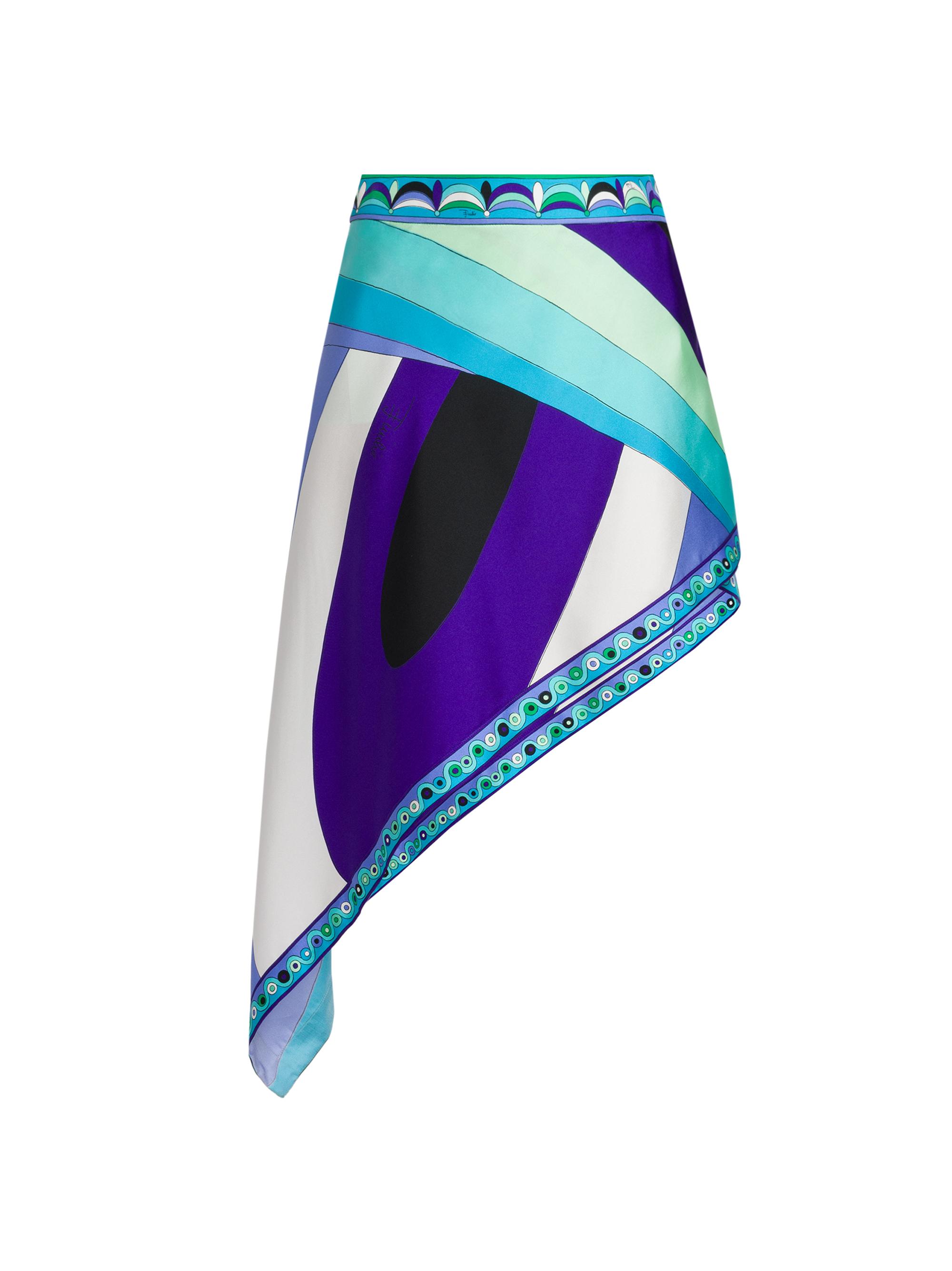 Pucci Women's Printed Asymmetric Silk Skirt - Verde Lilla