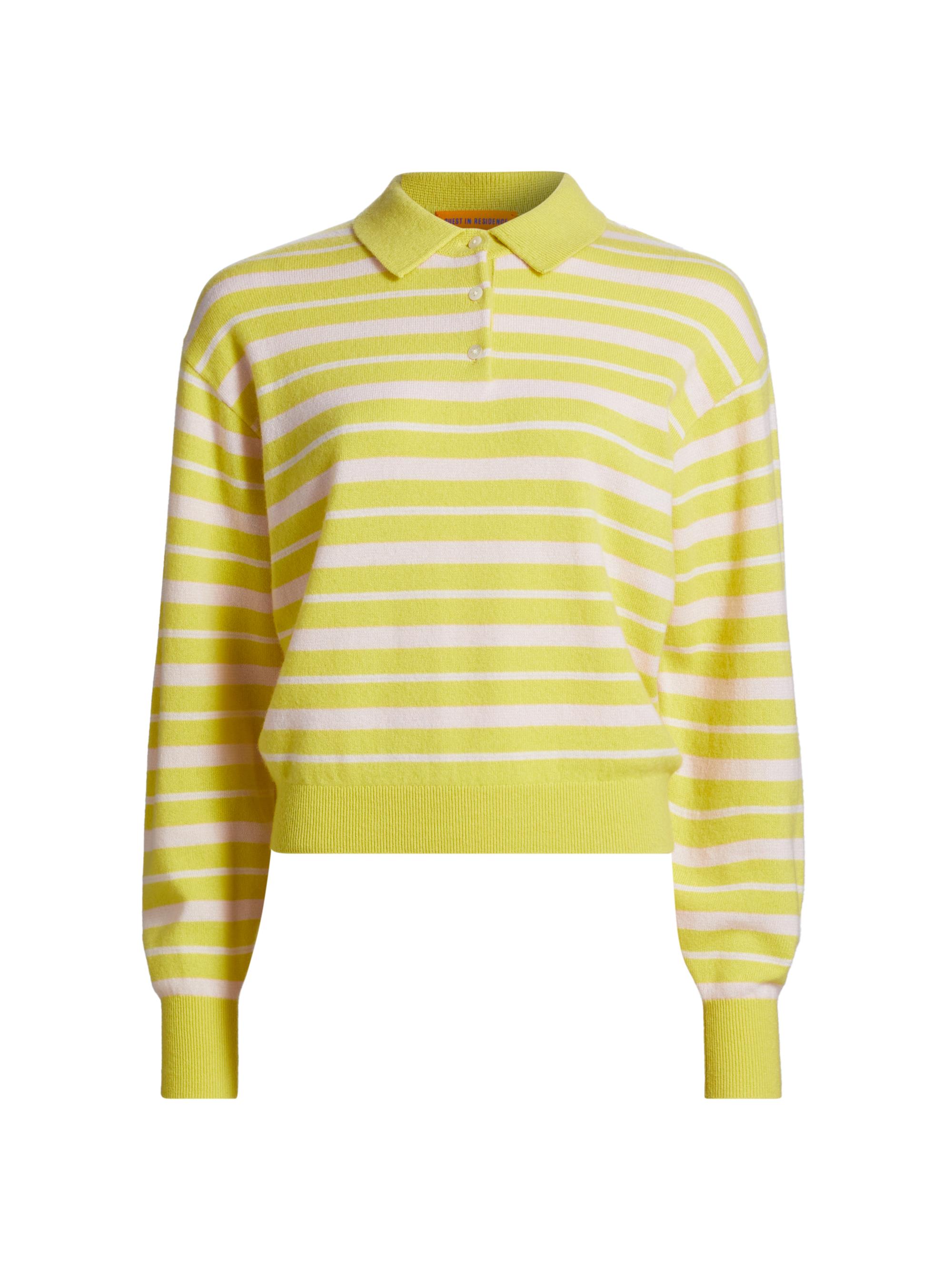 Guest in Residence Collegiate Stripe Cashmere Polo Sweater | Saks