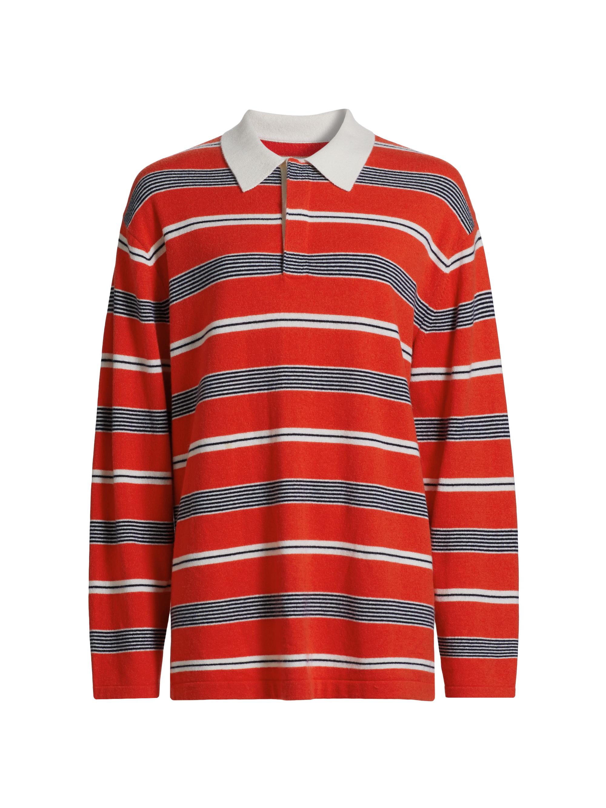 Guest in Residence Women's Striped Rugby Collared Shirt - Cherry Combo