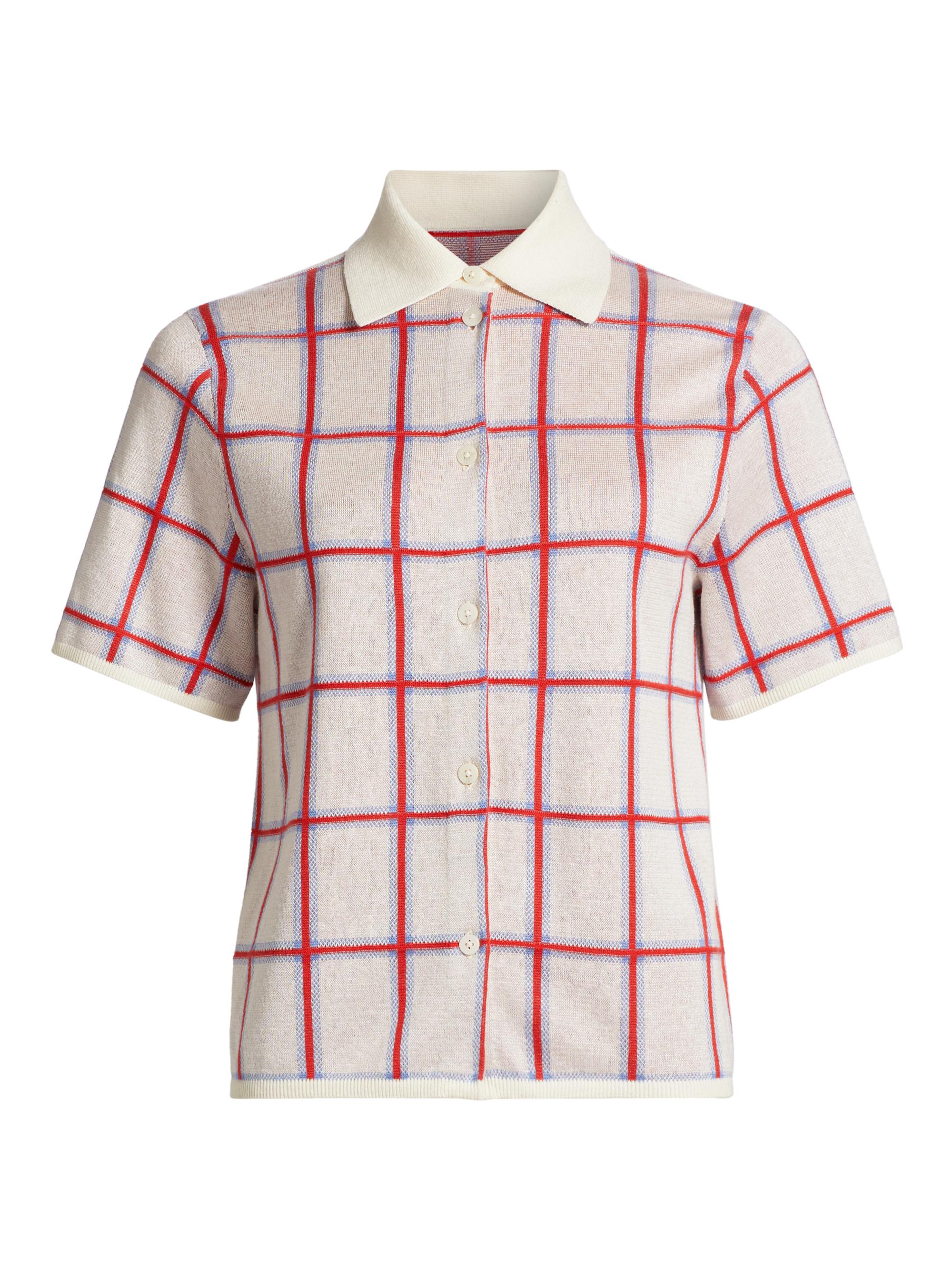 Guest in Residence Women's Picnic Plaid Silk-Blend Button-Front Shirt - Cream Combo