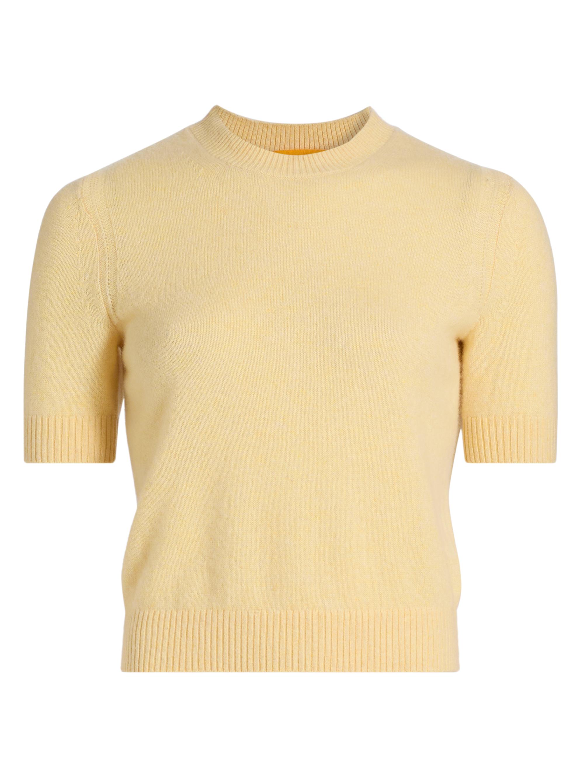 Guest in Residence Women's Sweater Tee Cashmere Crewneck Short-Sleeve Top - Butter