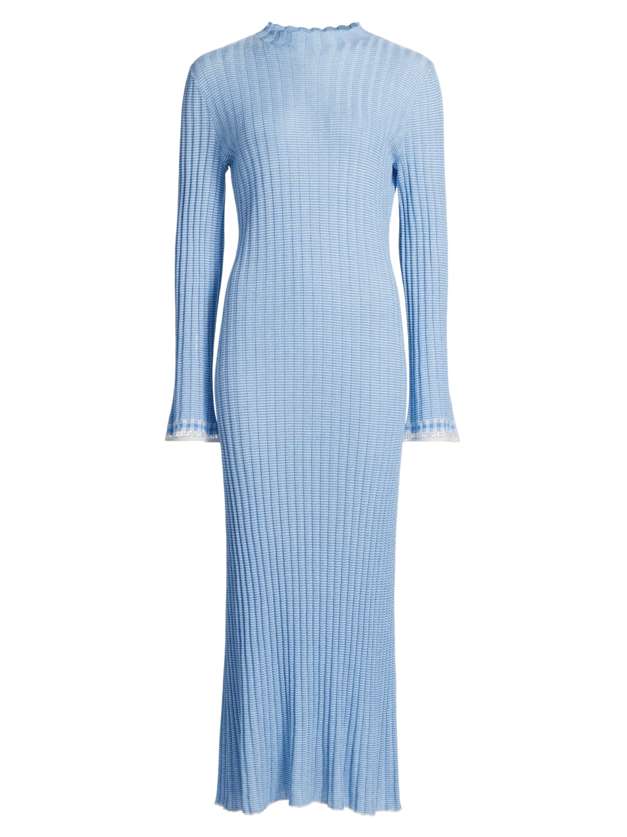 Guest in Residence Women's Striped-Trim Silk-Linen Maxi Dress - Cream French Blue