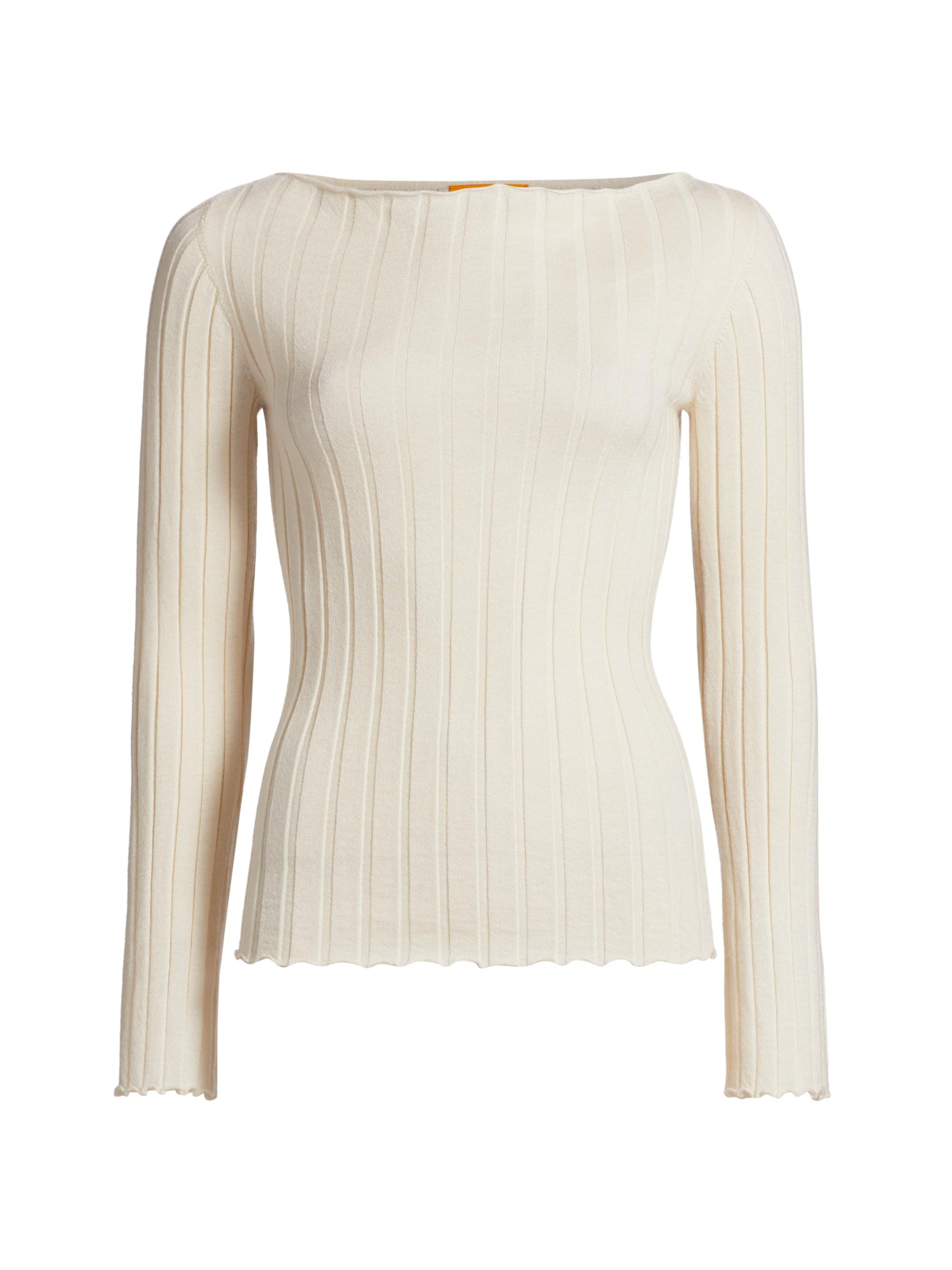 Guest in Residence Women's Cashmere Flared Long-Sleeve Top - Cream