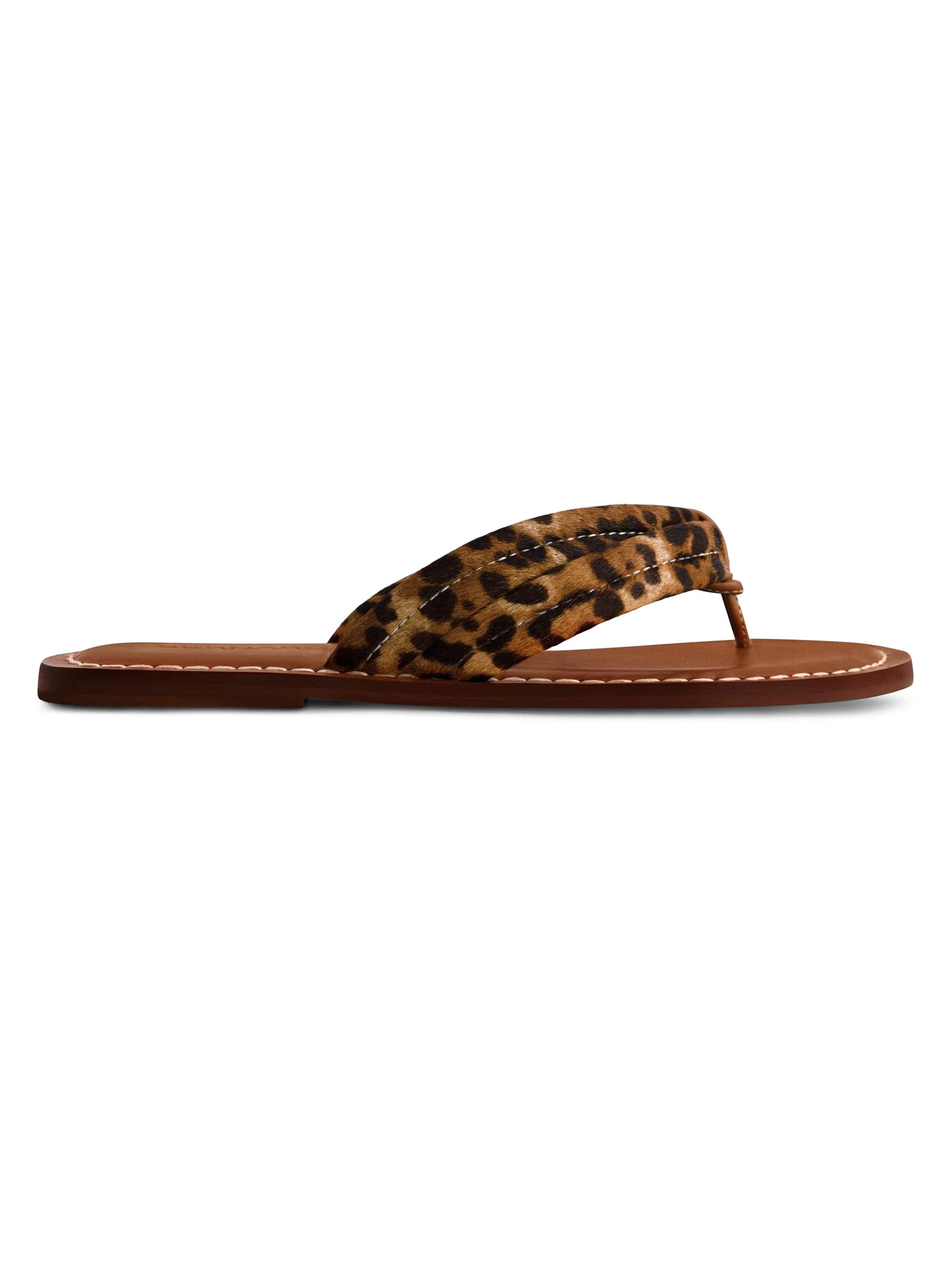 Bernardo Women's Miami Haircalf Thong Sandals - Natural Leopard