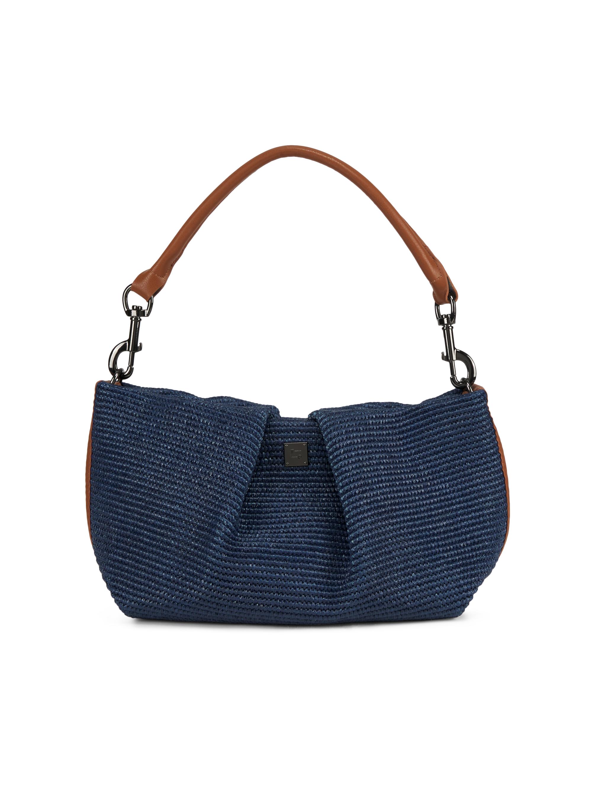 Think Royln Women's Savannah Raffia Shoulder Bag - Navy Raffia