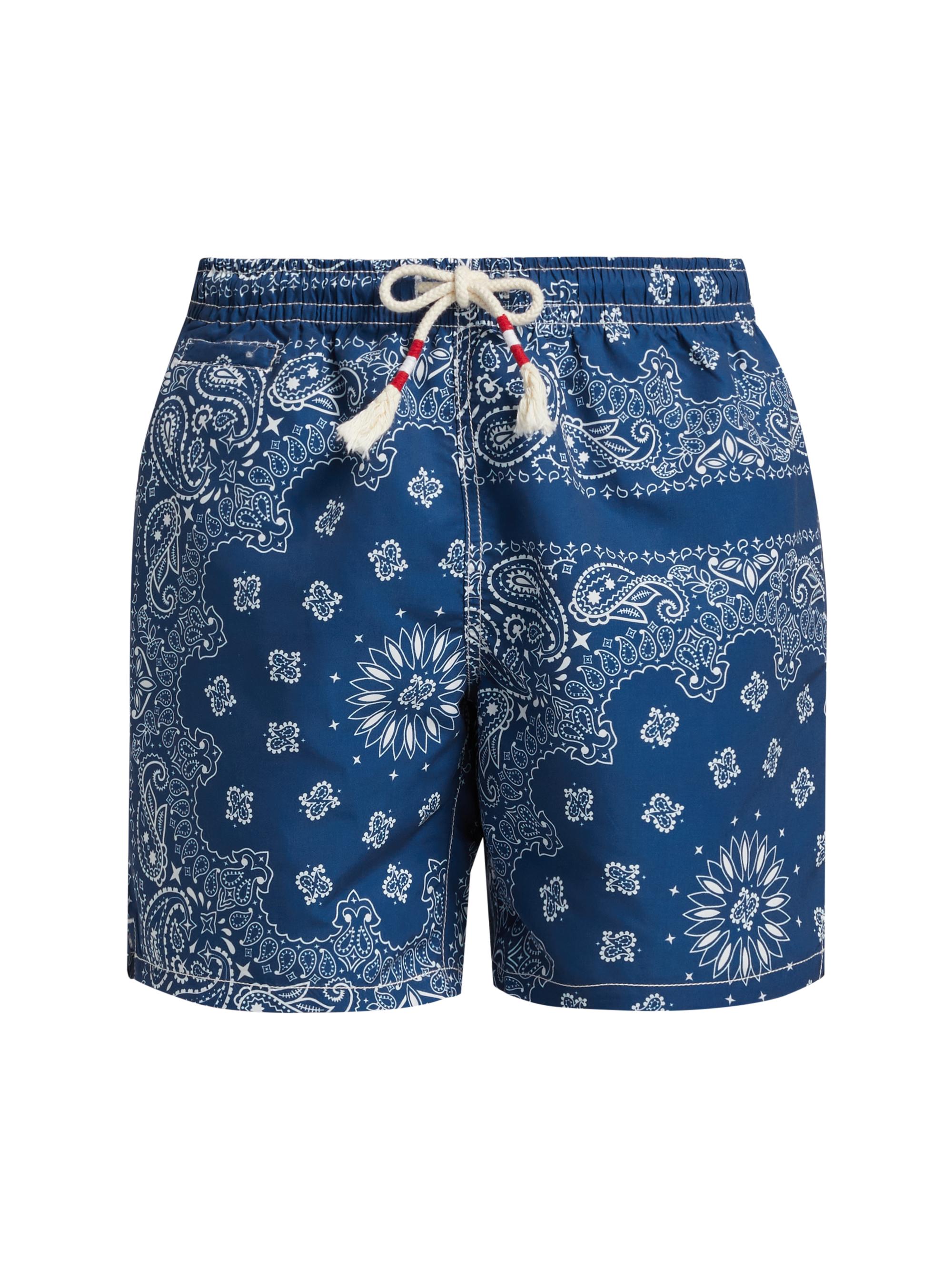 MC2 Saint Barth Men's Caprese Swim Trunks - Navy Bandanna Round