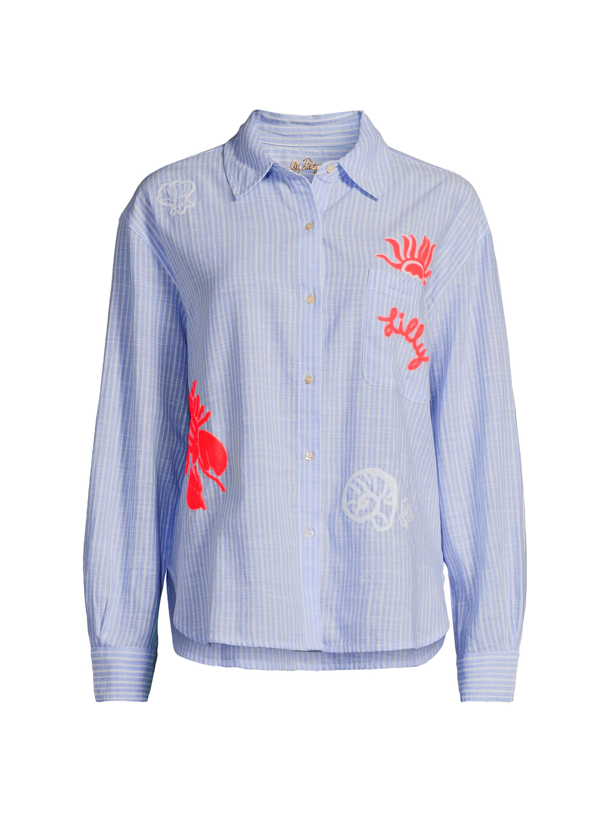 Lilly Pulitzer Women's Bondi Cotton Shirt - Jacaranda Blue Beach Day