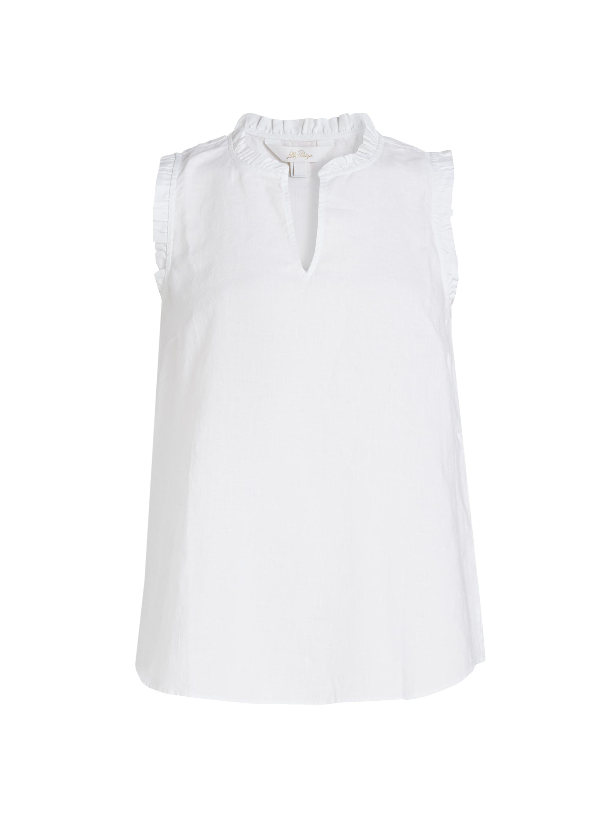 Lilly Pulitzer Women's Kavalla Ruffled Linen Top - Resort White