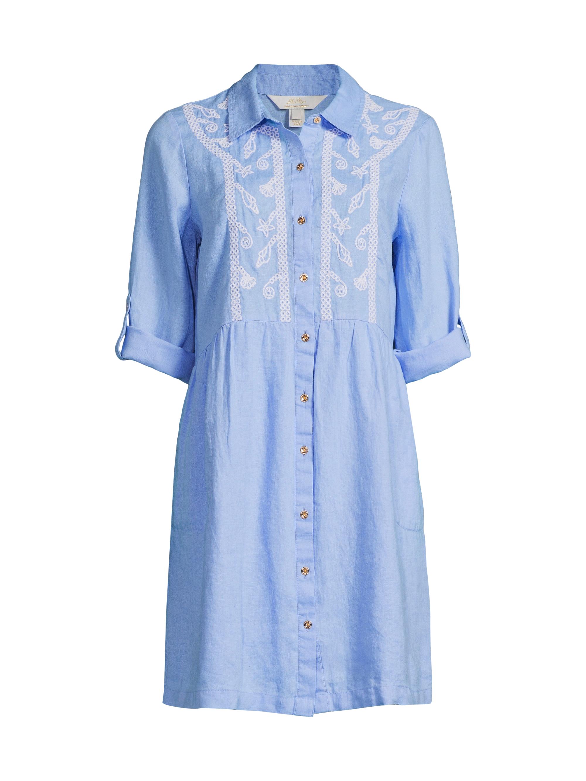 Lilly Pulitzer Women's Shaela Embroidered Shirtdress - Jacaranda Blue