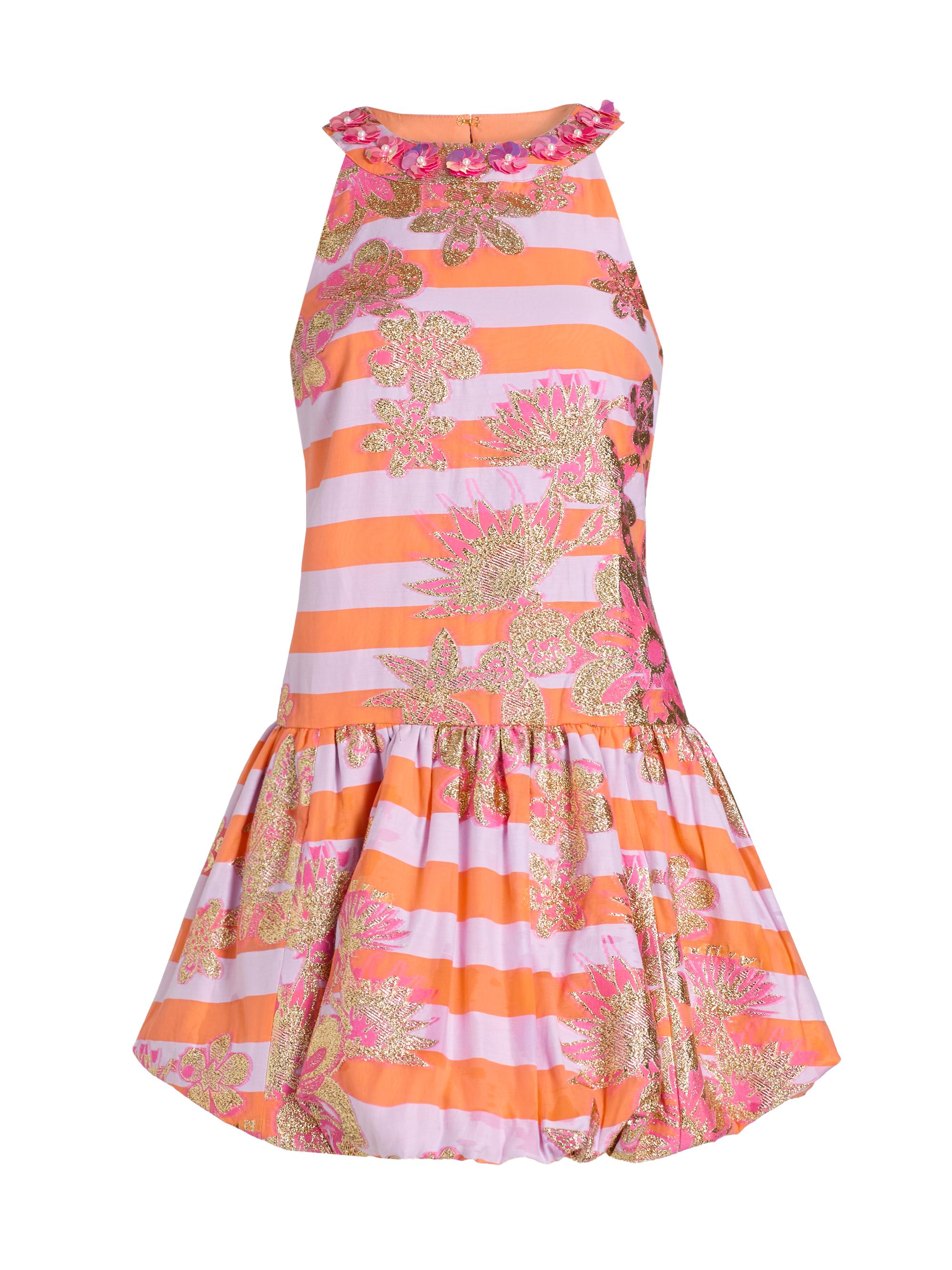 Lilly Pulitzer Women's Ashlynn Stripe Jacquard Minidress - Papaya Metallic Floral