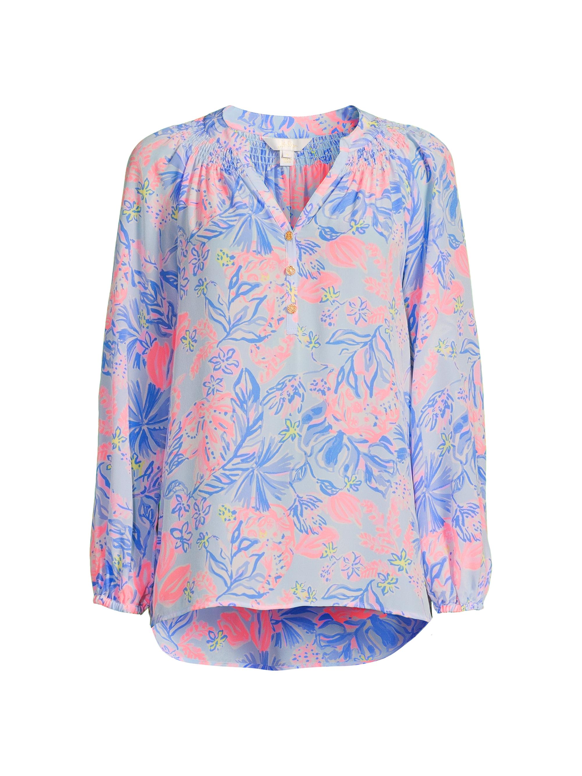 Lilly Pulitzer Women's Elsa Silk Top - Multi Elephant Splash