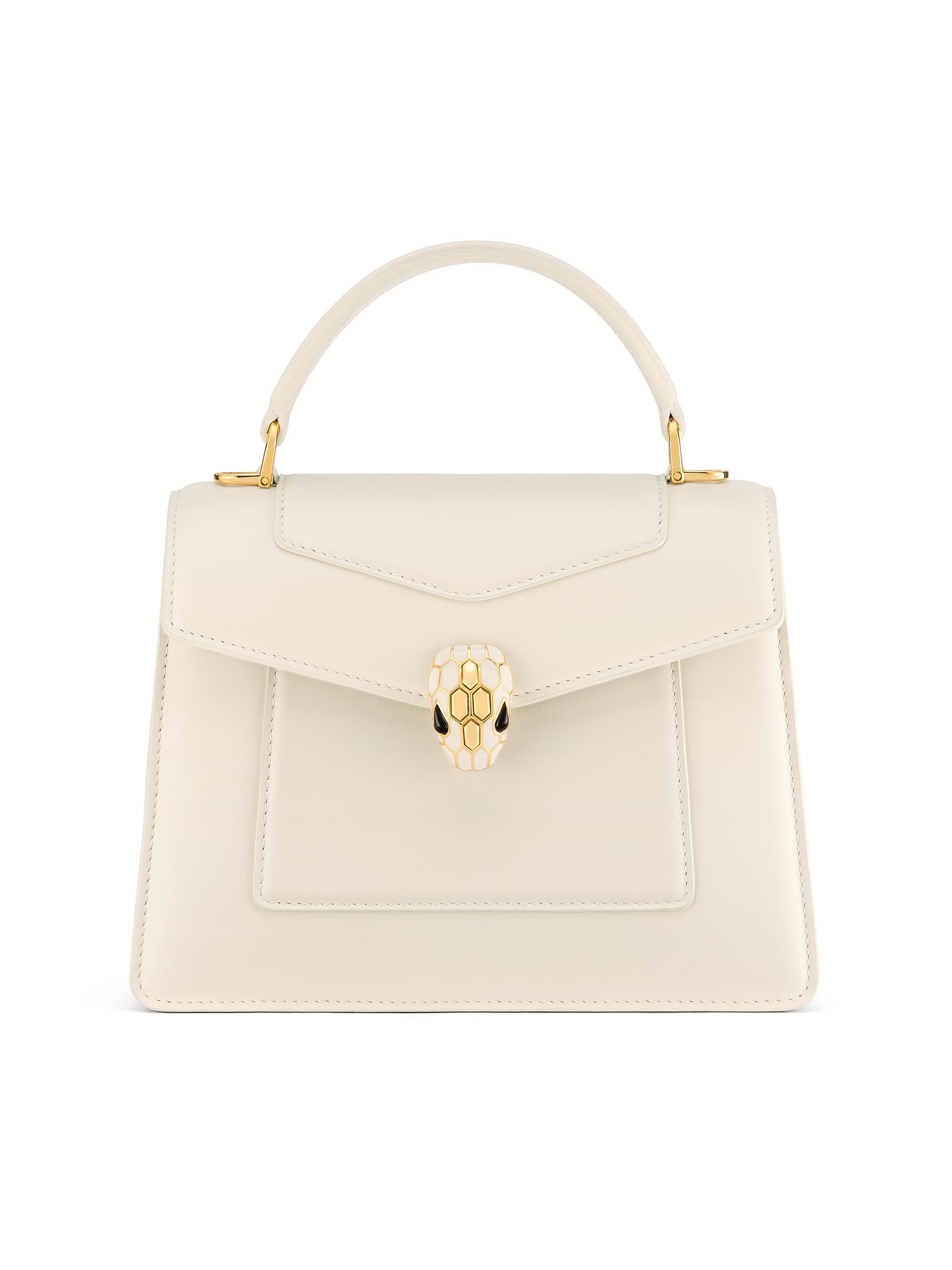 BVLGARI Women's Serpenti Leather Top Handle Handbag - Perla White