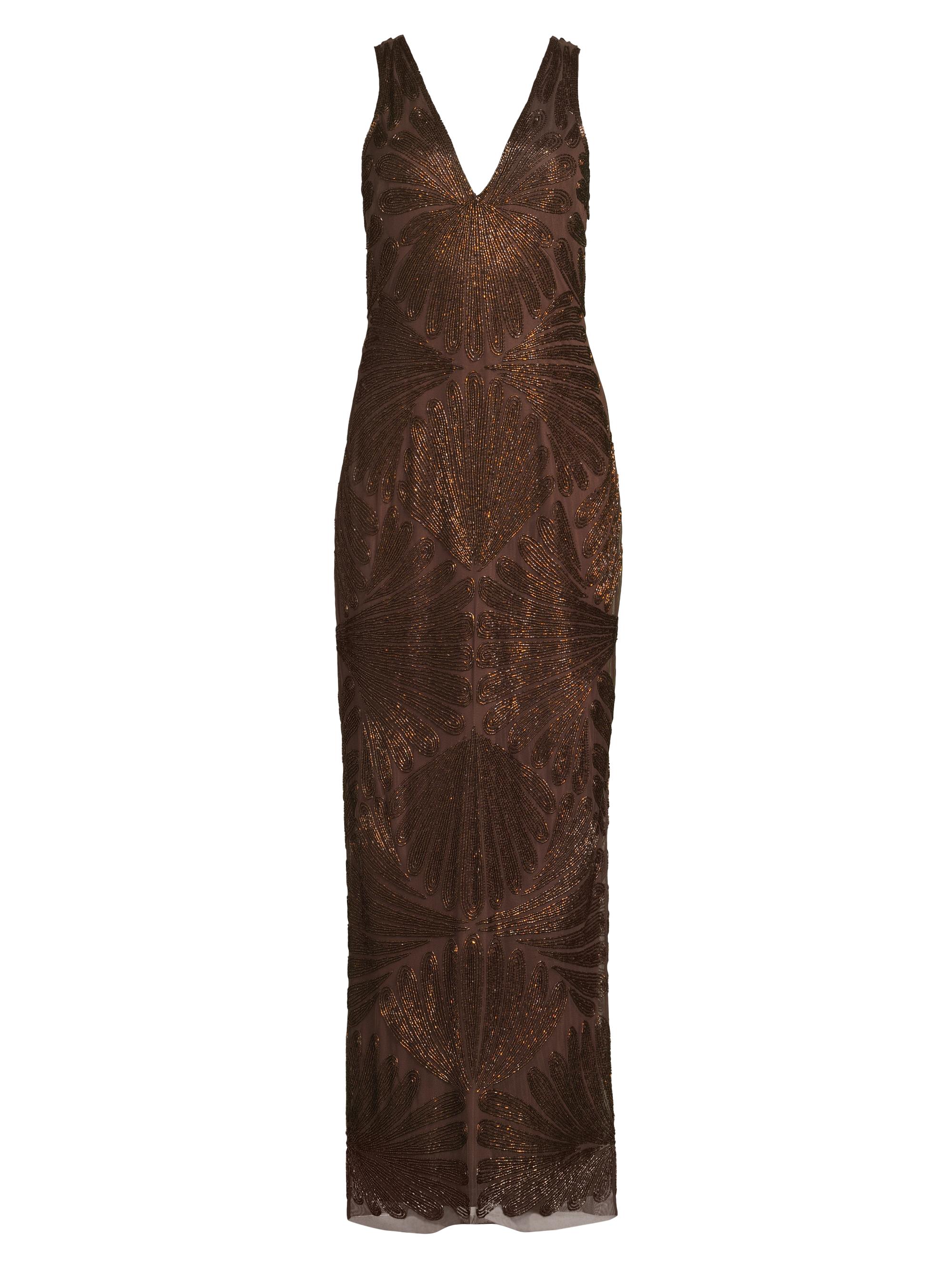 Aidan Mattox Women's Butterfly Beaded Column Gown - Espresso