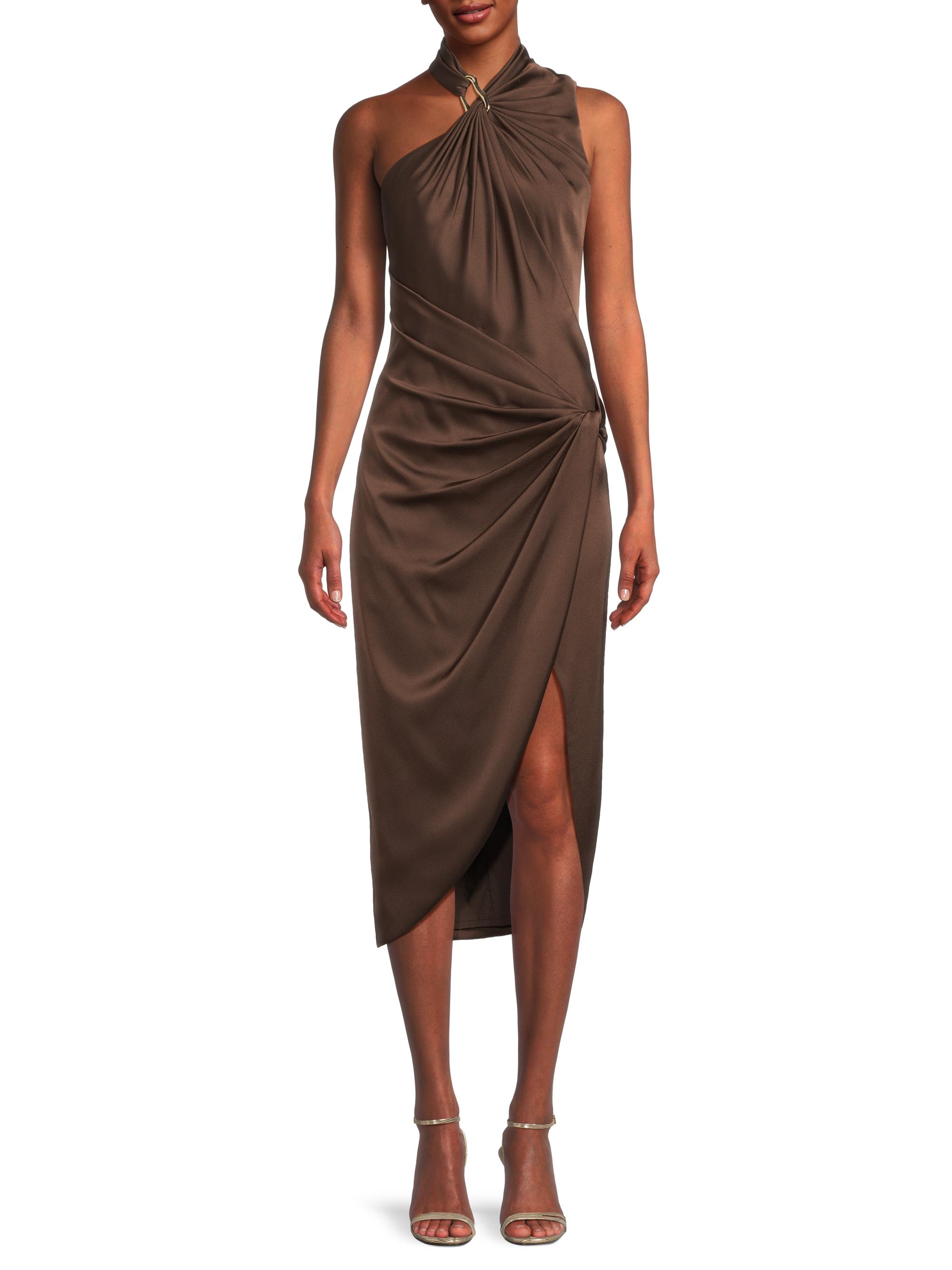 Aidan Mattox Satin Draped Asymmetric Cocktail Dress | Saks Fifth