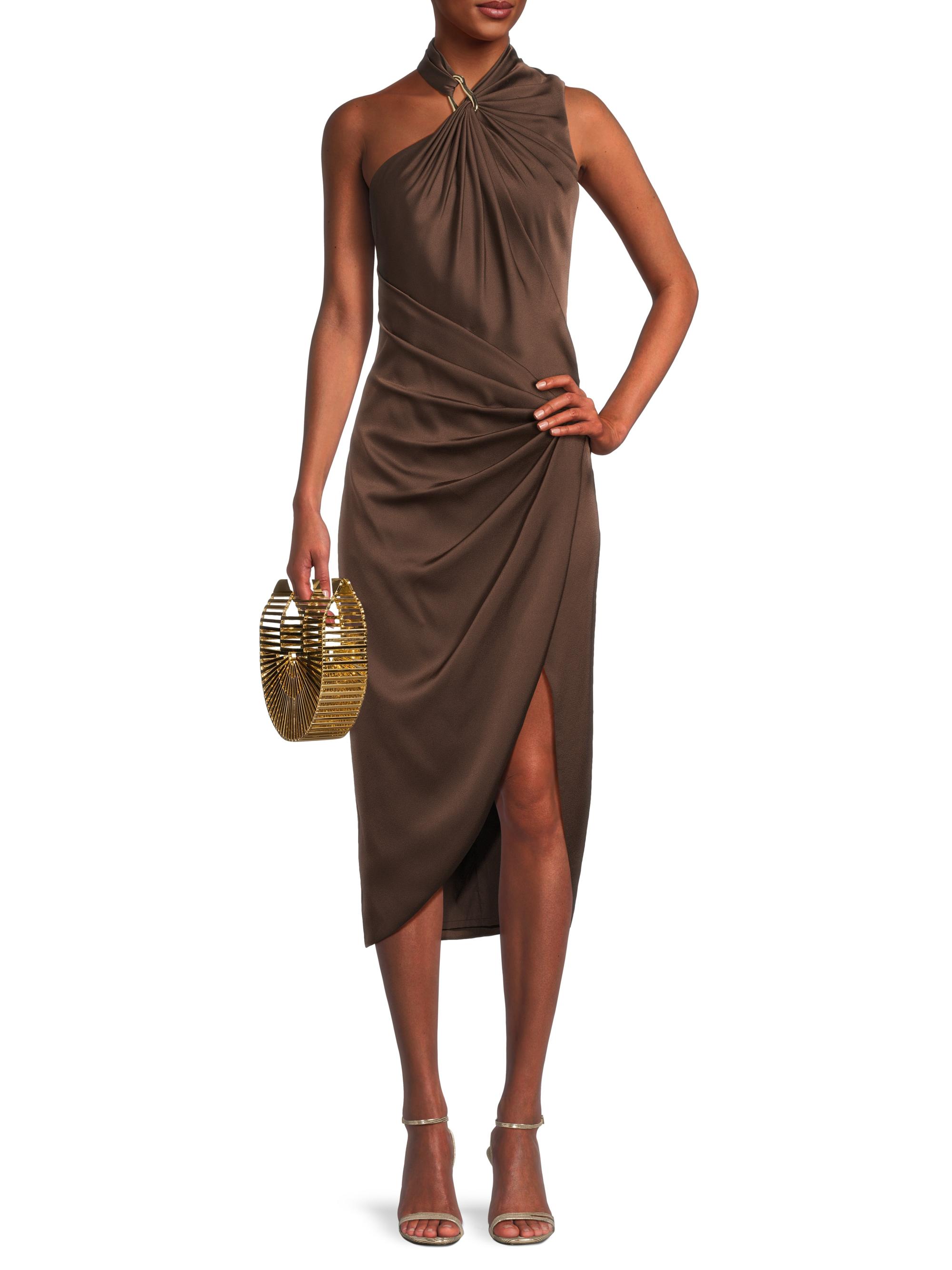 Aidan Mattox Satin Draped Asymmetric Cocktail Dress | Saks Fifth