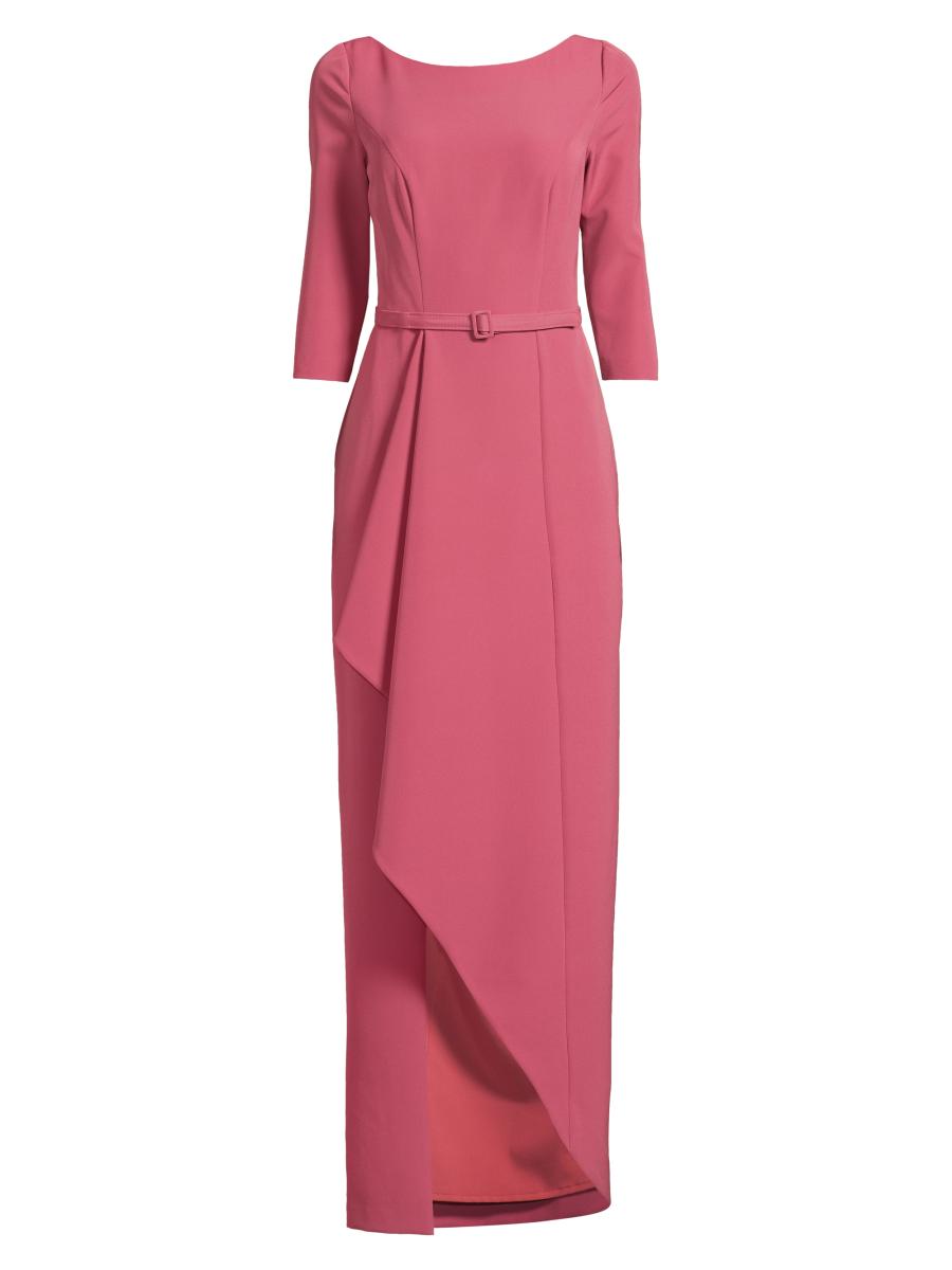 Kay Unger Women's Julia Cascade Ruffle Crepe Column Gown - Rose Wine - Size 6