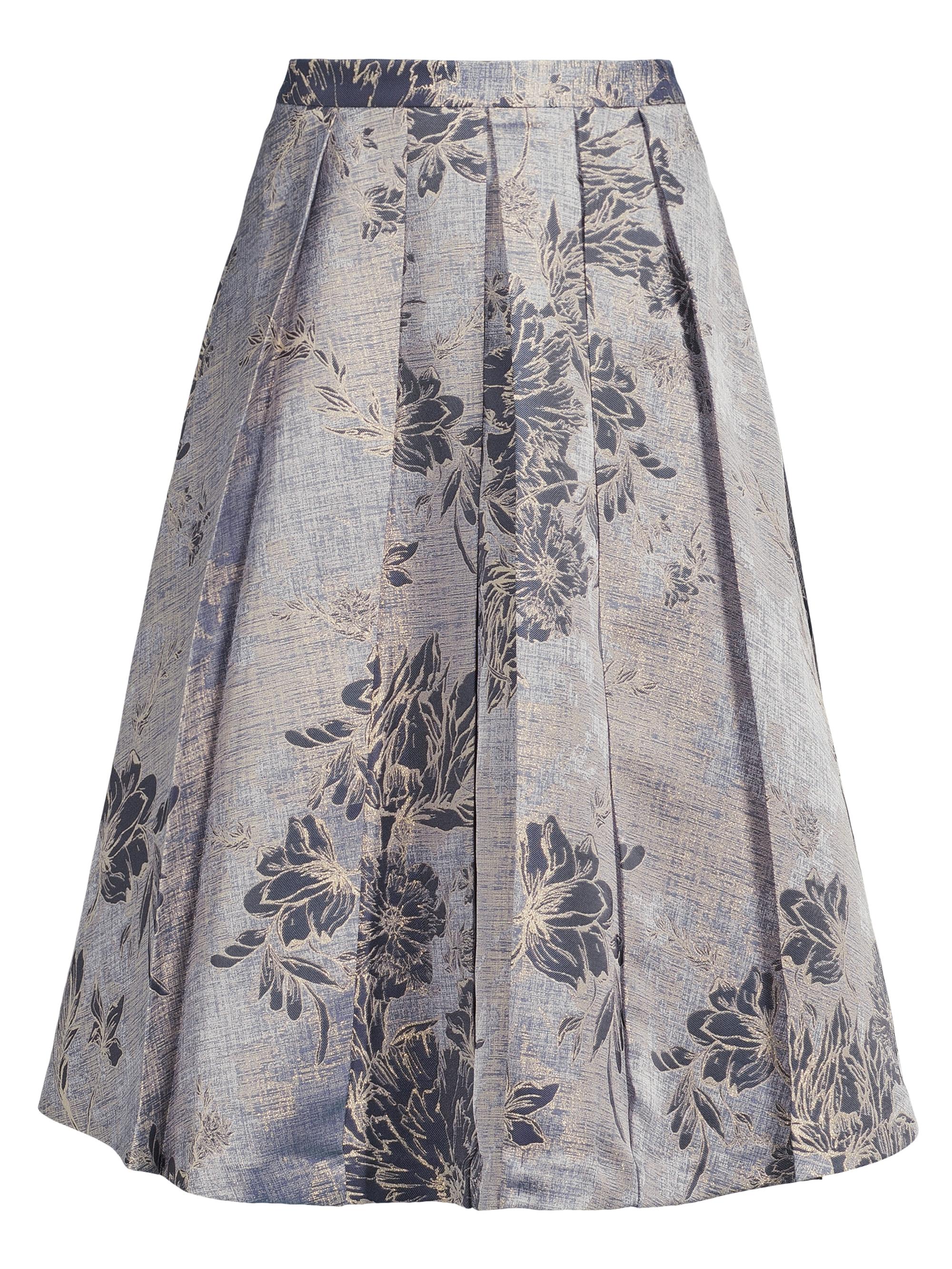 Kay Unger Women's Bettina Jacquard Box Pleat Midi-Skirt - Dark Midnight