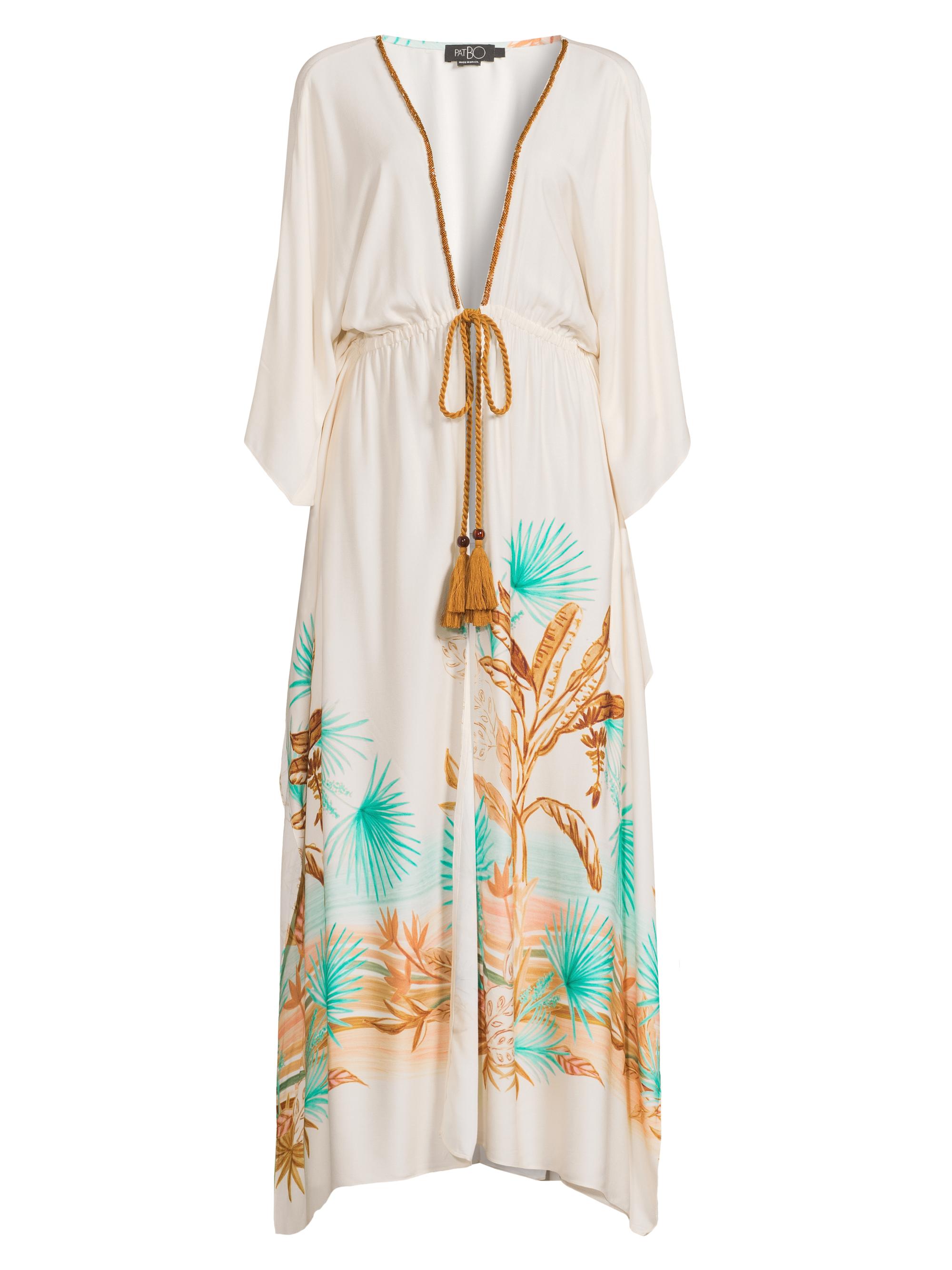 PatBO Women's Bananeira Tropical Long Coverup - Beige