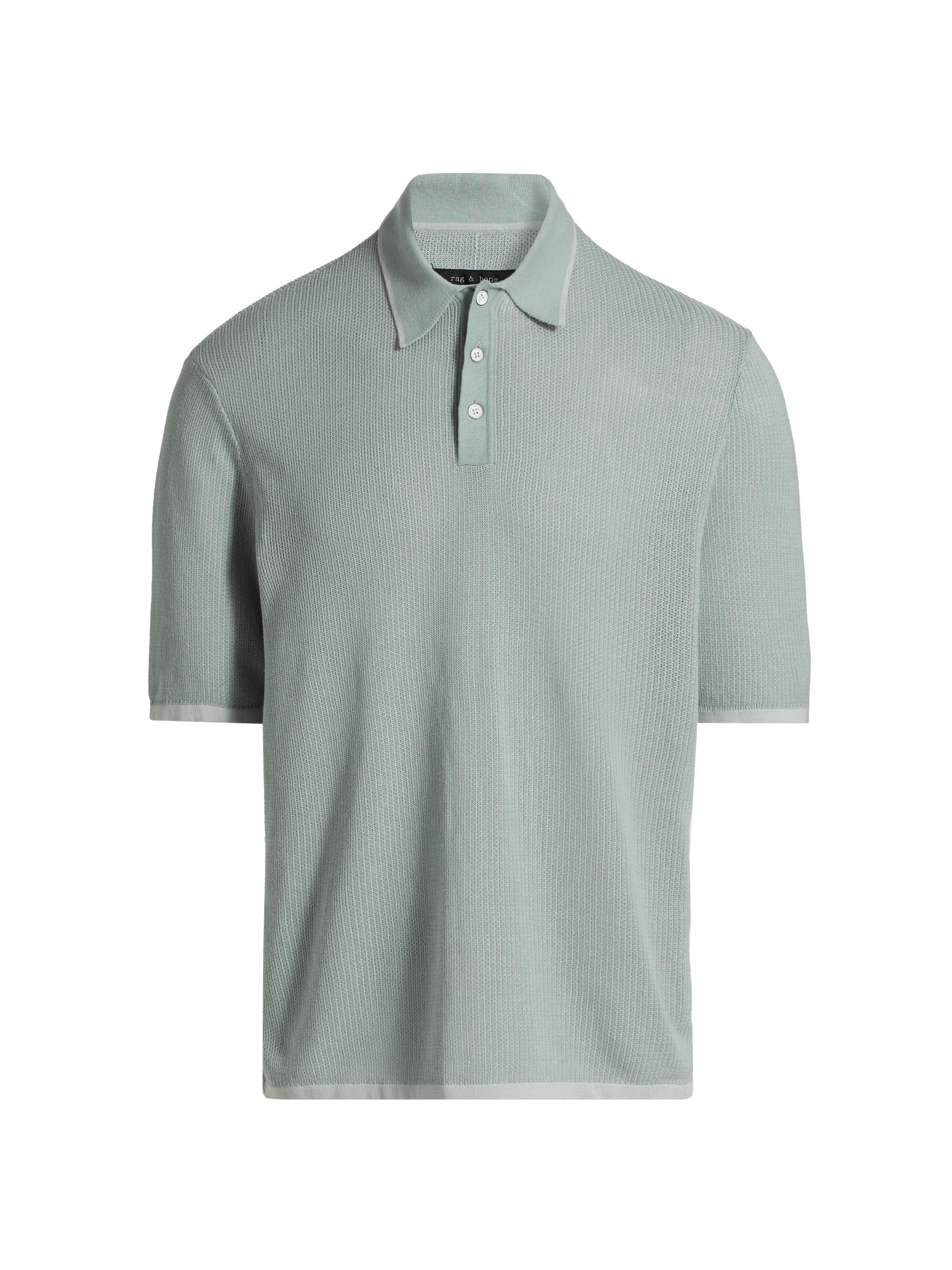 rag & bone Men's Harvey Cotton-Blend Knit Polo Shirt - Light Blue