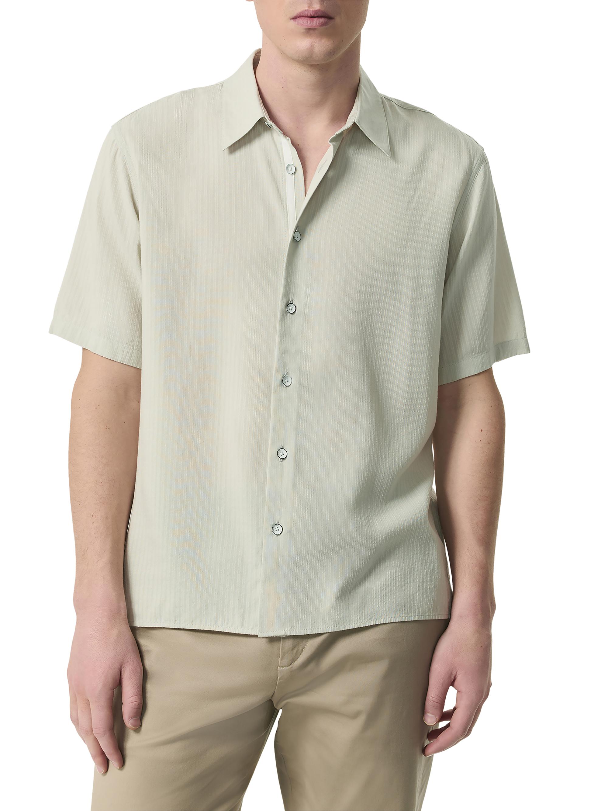 Lucky Brand Men's Indigo Dobby Short Sleeve Button-Down Shirt - Auto Body Style With Chest Pockets - View #6