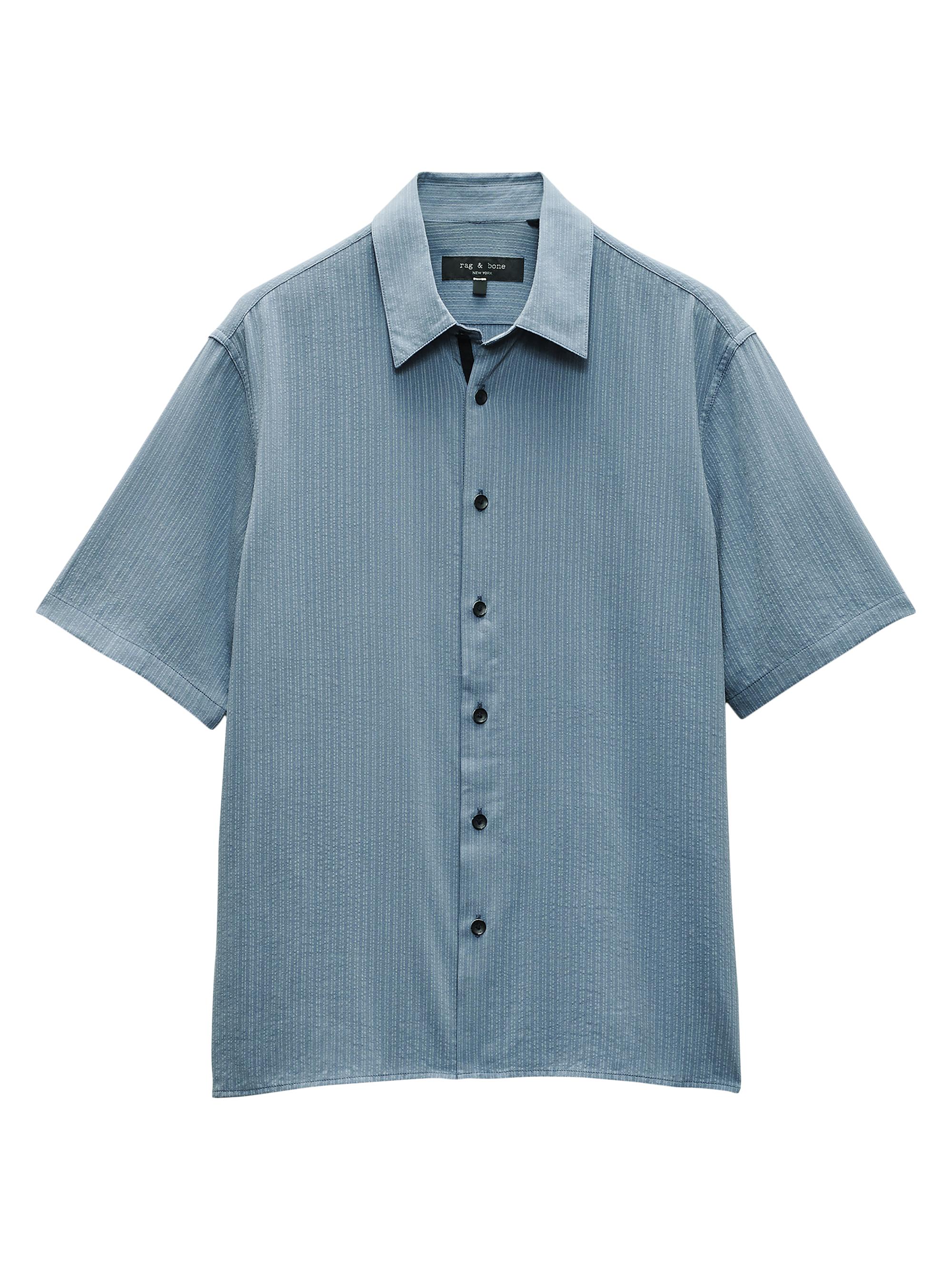 rag & bone Men's Dalton Dobby Short-Sleeve Shirt - Light Grey