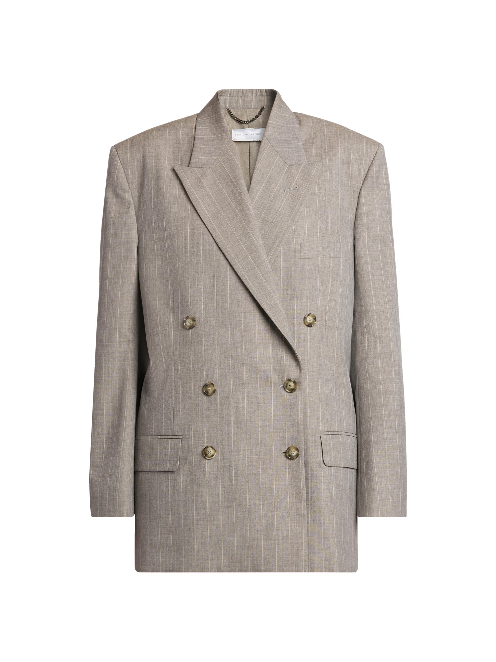 Stella McCartney Women's Melange Stripe Double-Breasted Jacket - Stone