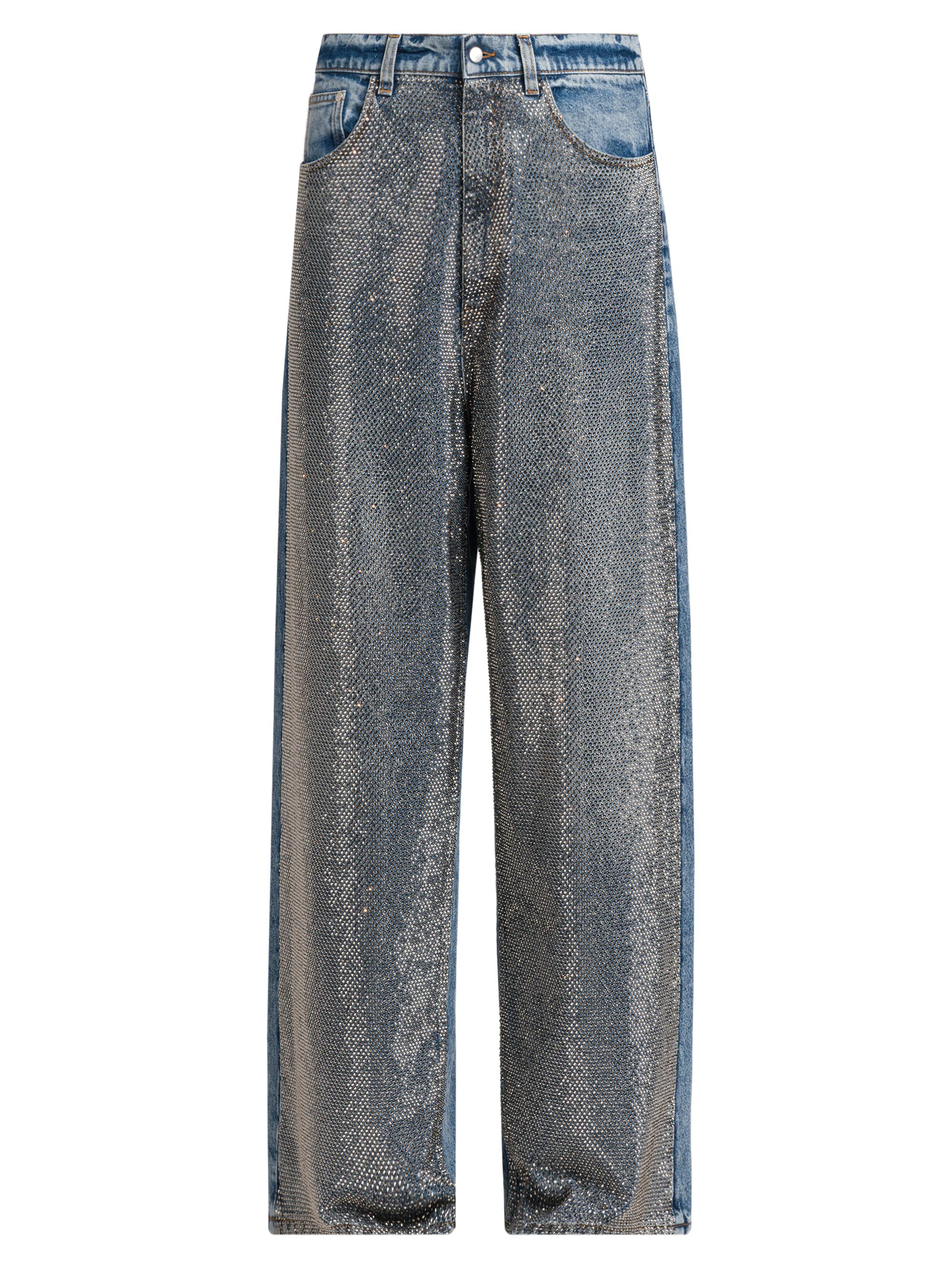 Stella McCartney Women's Hotfix Crystals Mid-Rise Wide-Leg Jeans - Vintage Blue Denim
