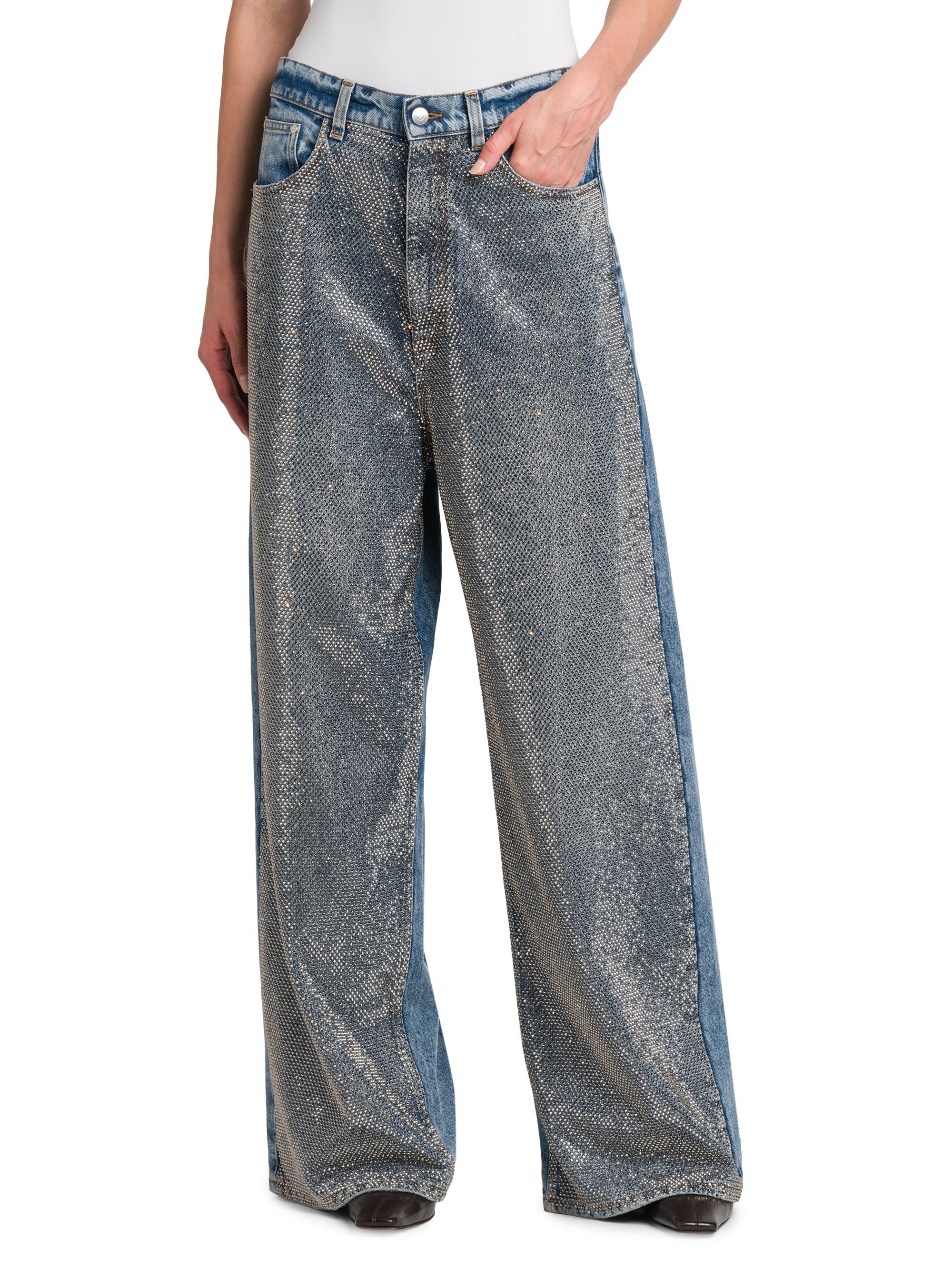 Stella McCartney Hotfix Crystals Mid-Rise Wide-Leg Jeans | Saks