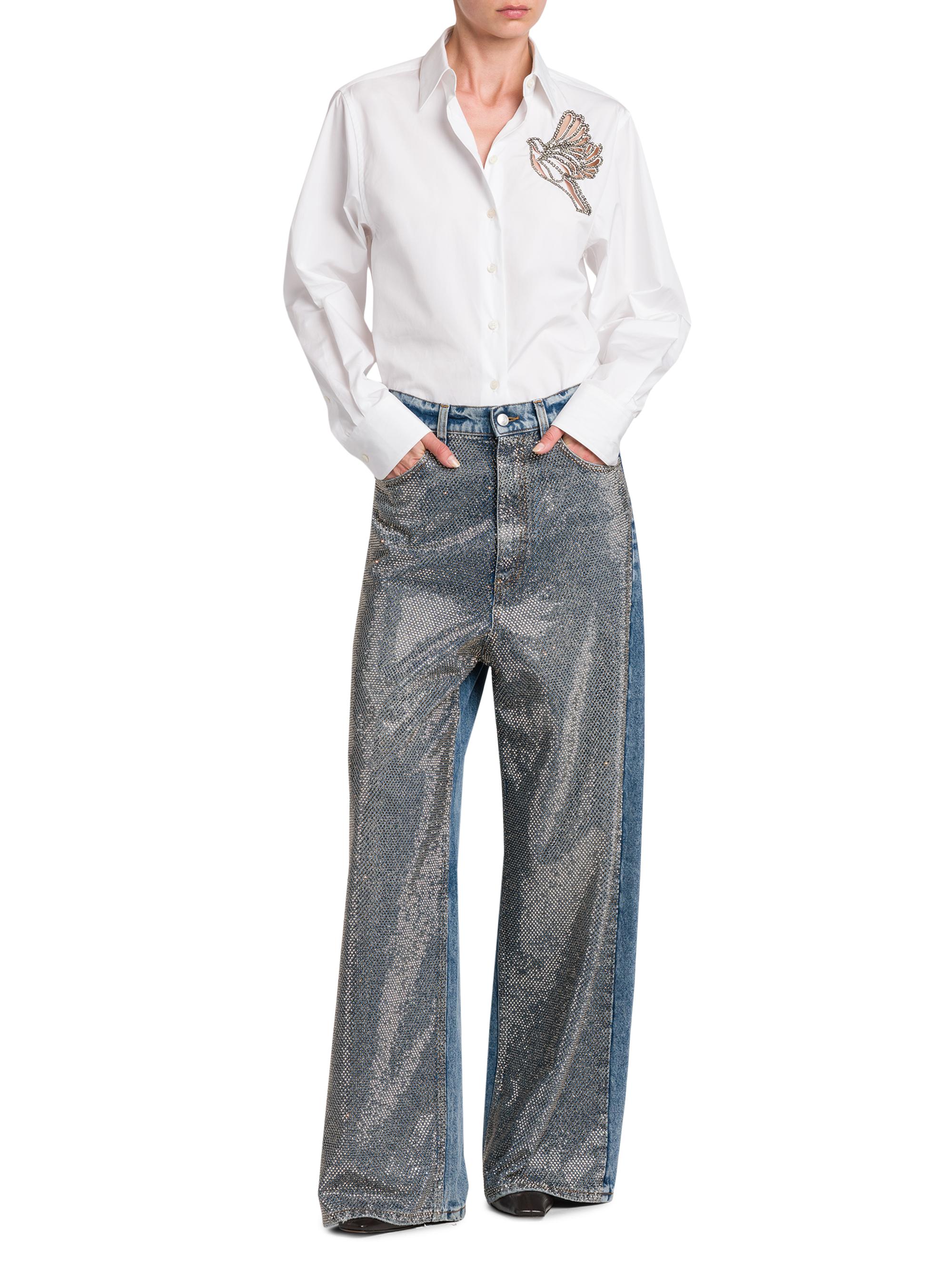 Stella McCartney Hotfix Crystals Mid-Rise Wide-Leg Jeans | Saks