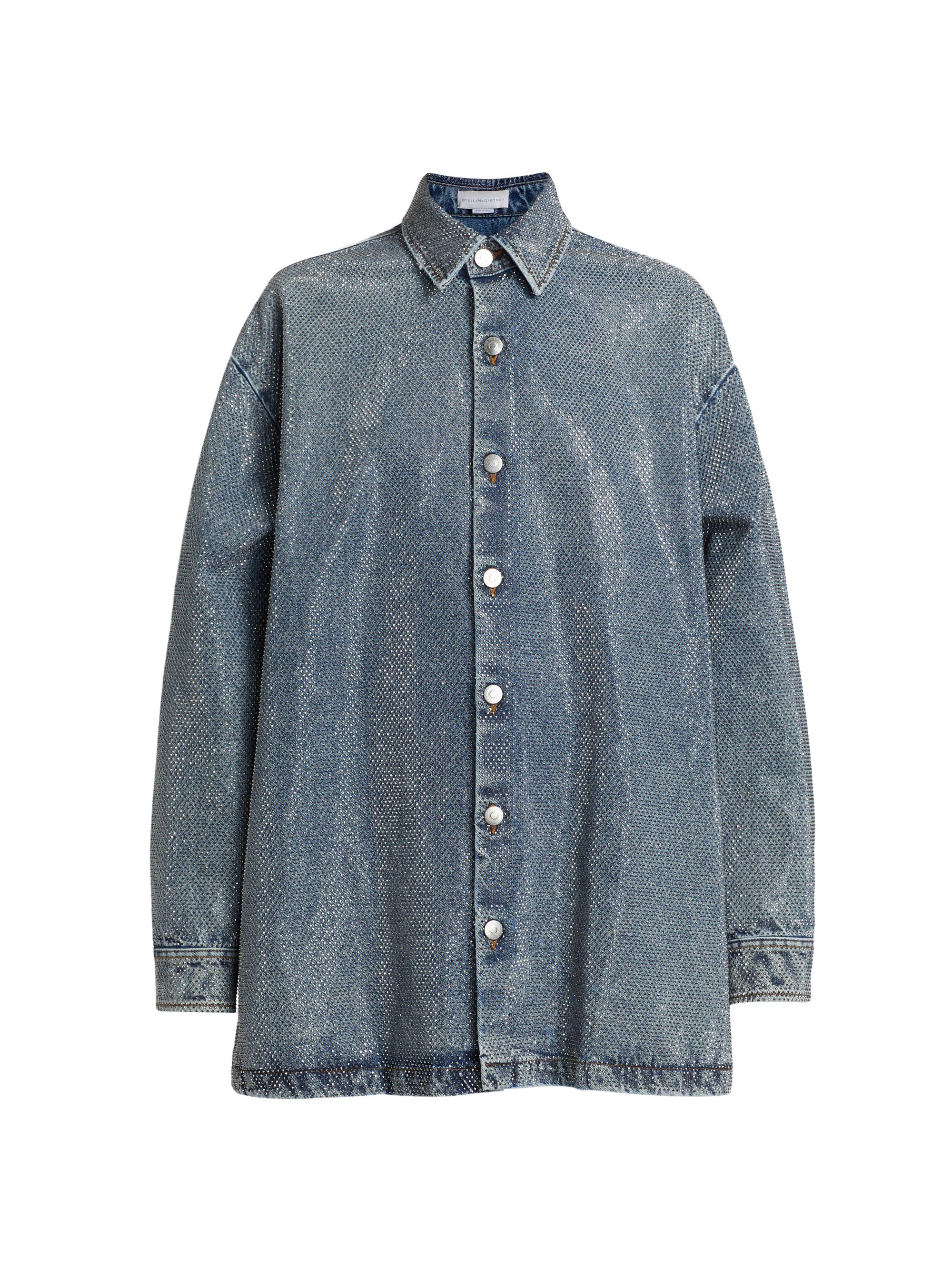 Stella McCartney Women's Hotfix Denim Button-Front Oversized Shirt - Vintage Blue Denim