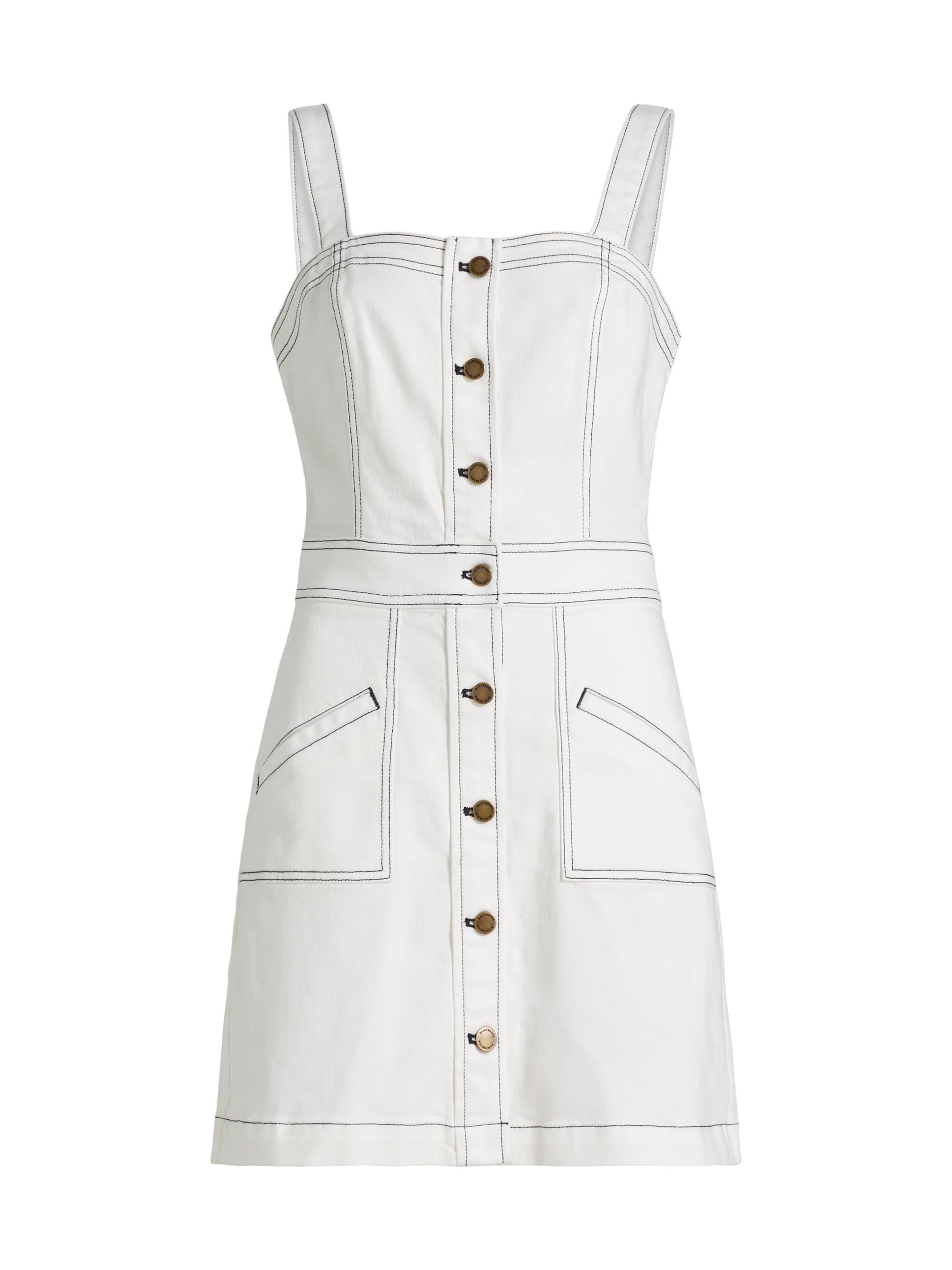 Ramy Brook Women's Tammy Buttoned Minidress - White Denim Navy Stitch