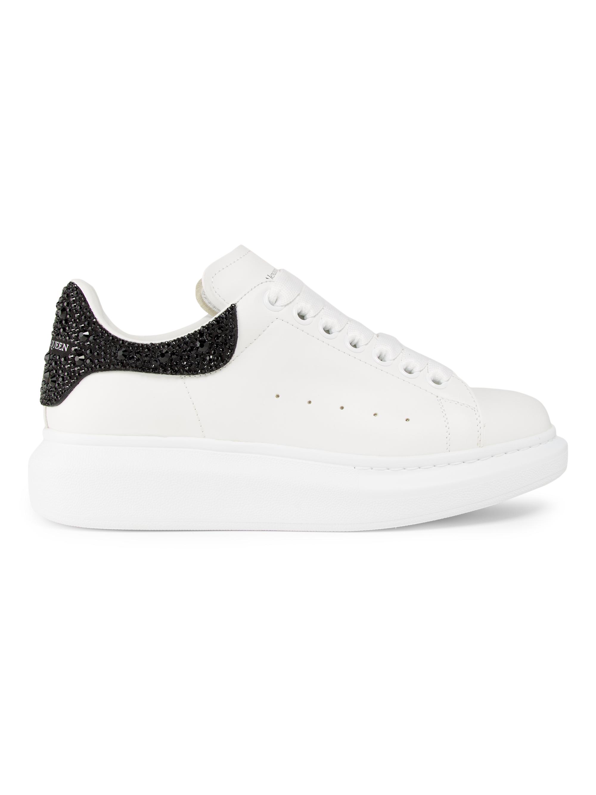 McQueen Women's Embellished Leather Low-Top Sneakers - White Black