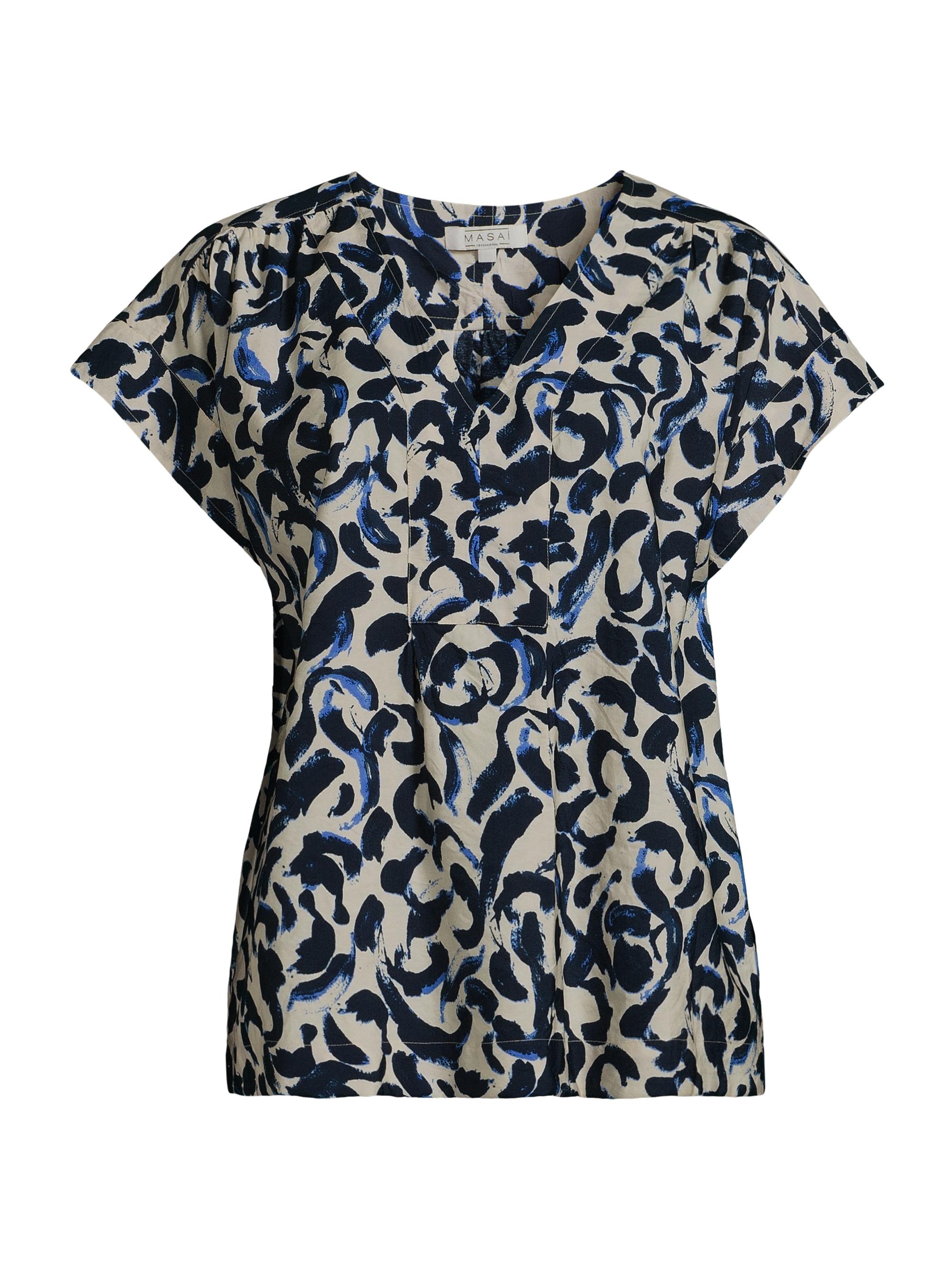 Masai Copenhagen Women's Braidy V-Neck Printed Blouse - Ultramarine - Women's Clothing