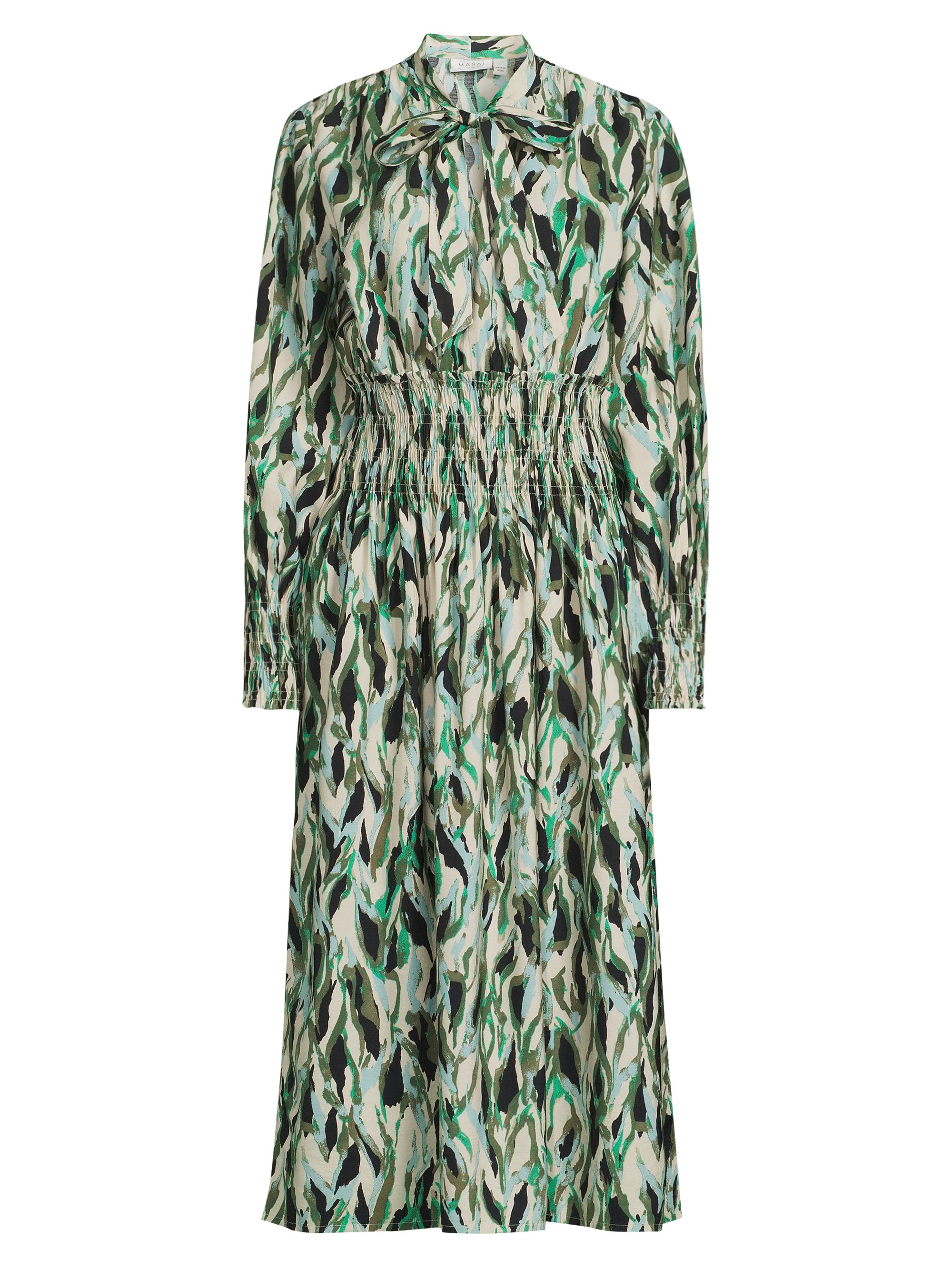Masai Copenhagen Women's Nomina Printed Smocked Midi-Dress - Dark Lichen Green