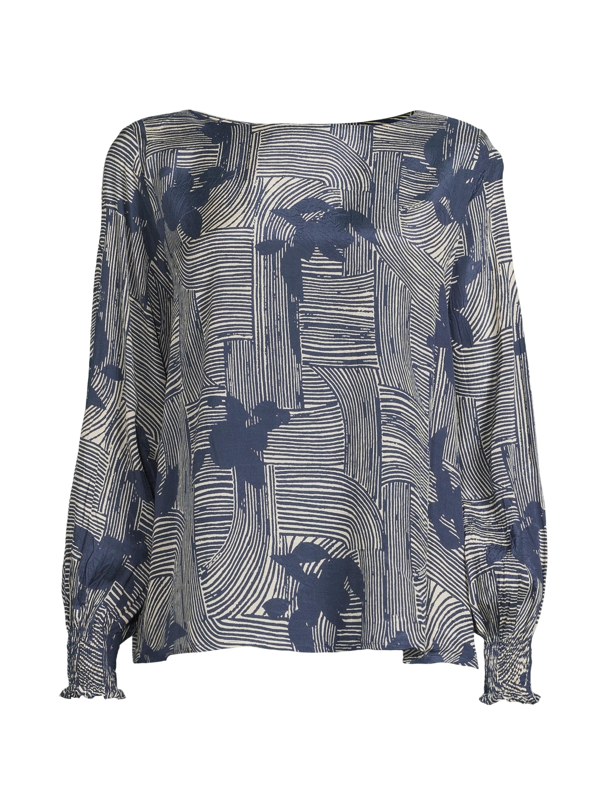 Masai Copenhagen Women's Delarano Printed Long-Sleeve Blouse - Sargasso Sea