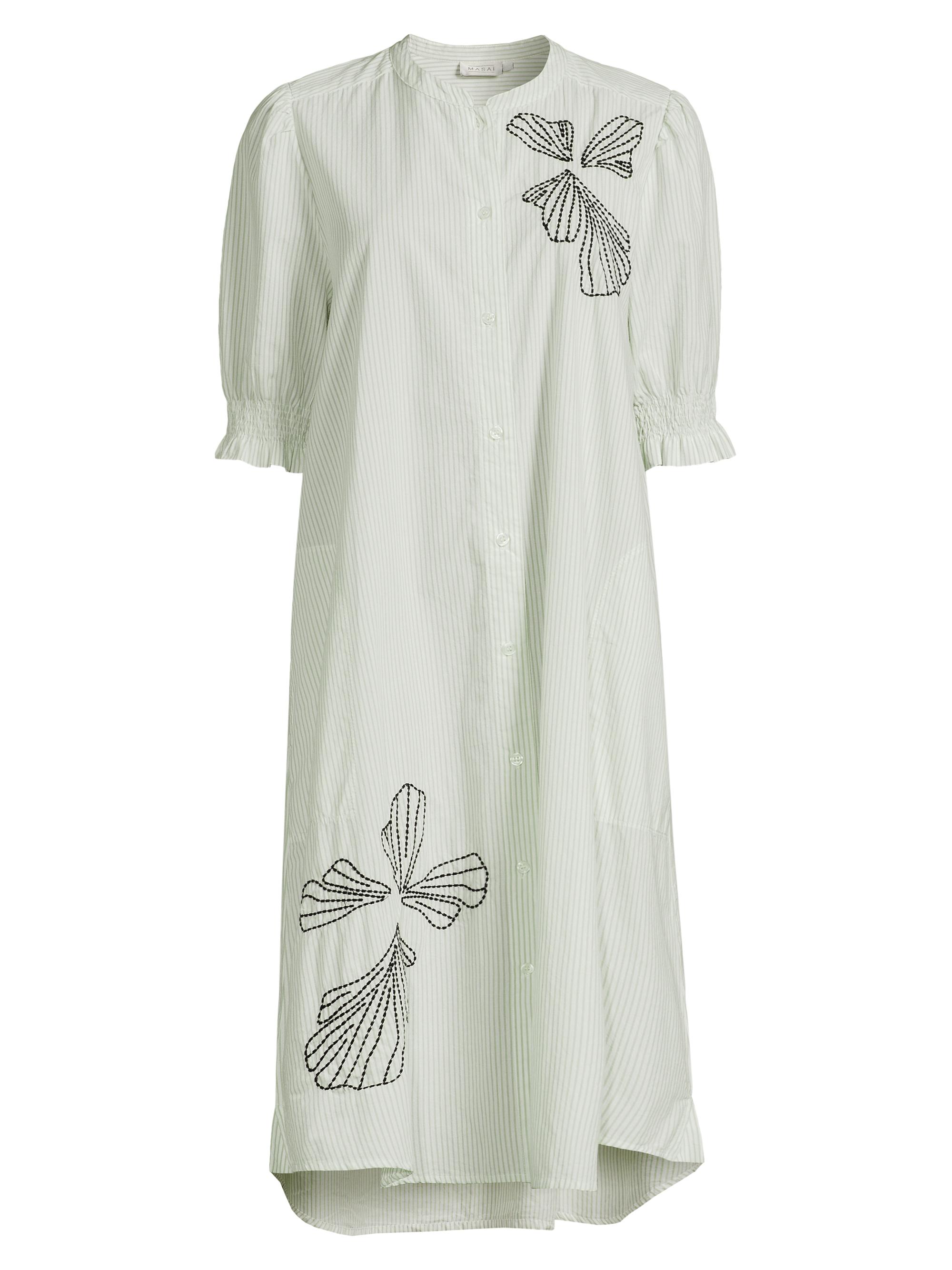 Masai Copenhagen Women's Nomi Striped Cotton Midi-Length Shirtdress - Frosty Green