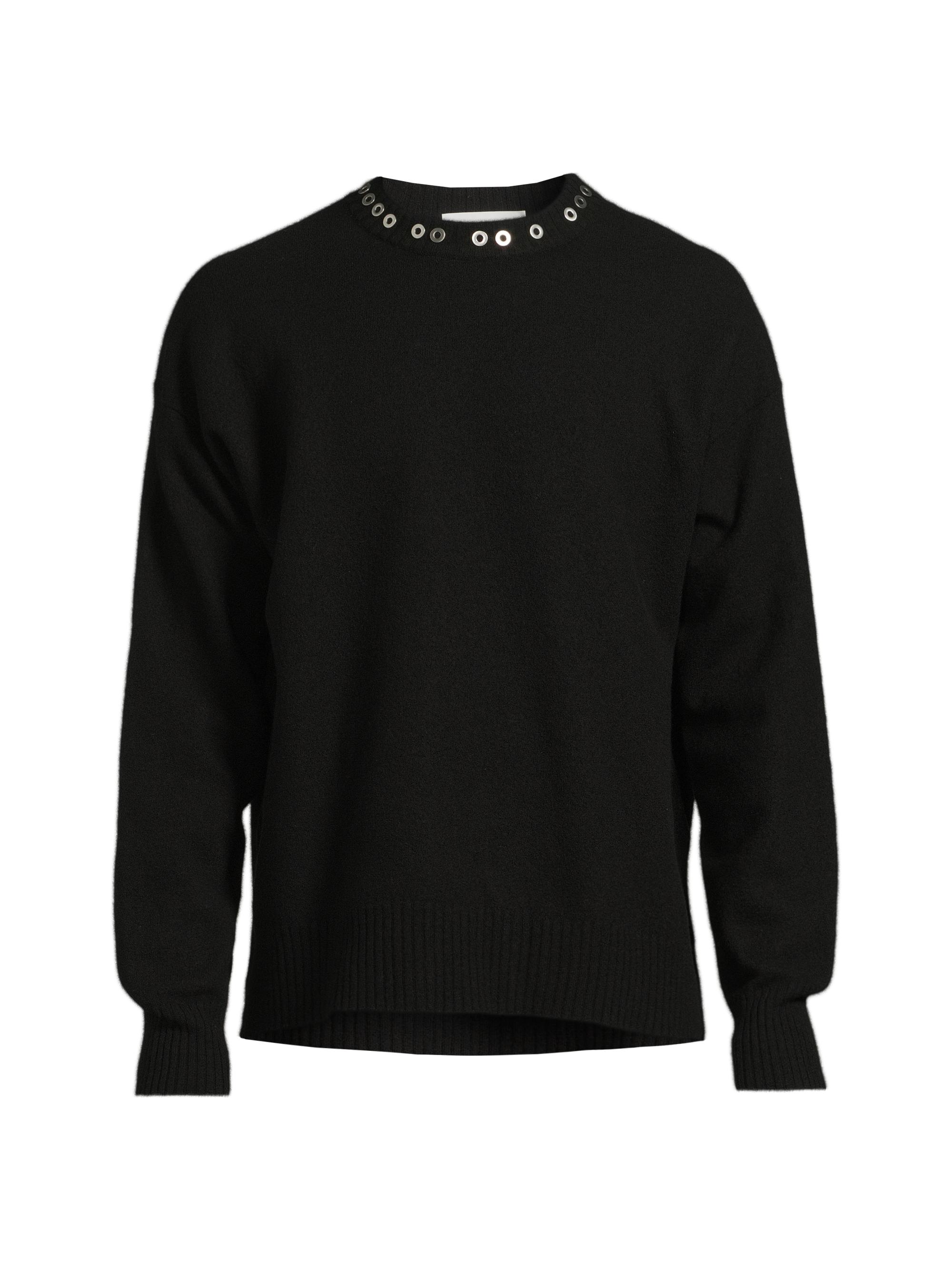 Jil Sander Men's Studded Wool Long-Sleeve Sweater - Black