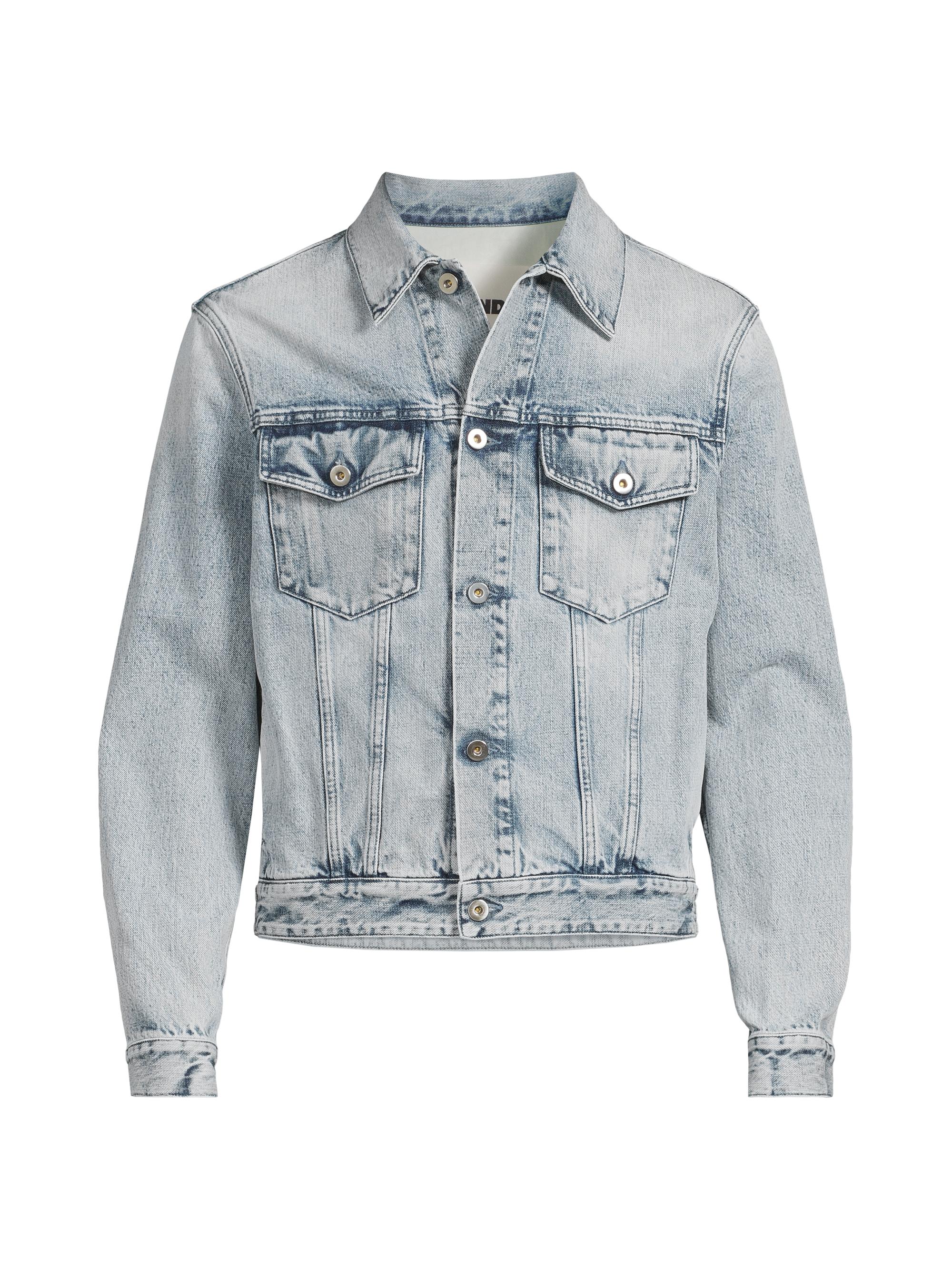 Jil Sander Men's 109 Acid-Wash Treated Denim Jacket - Antartic