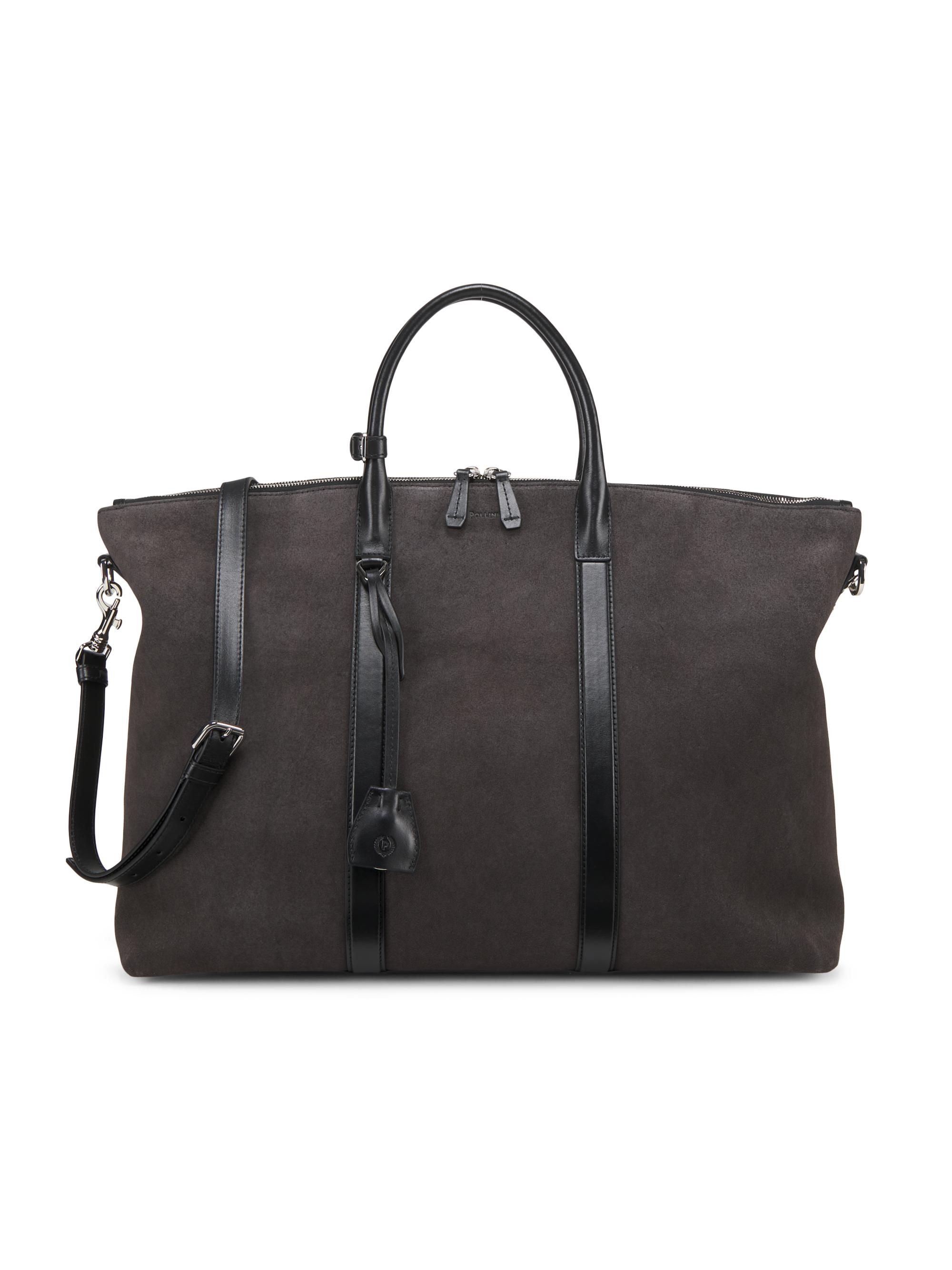 Pollini Men's New Touch Suede Bag - Pepper Black