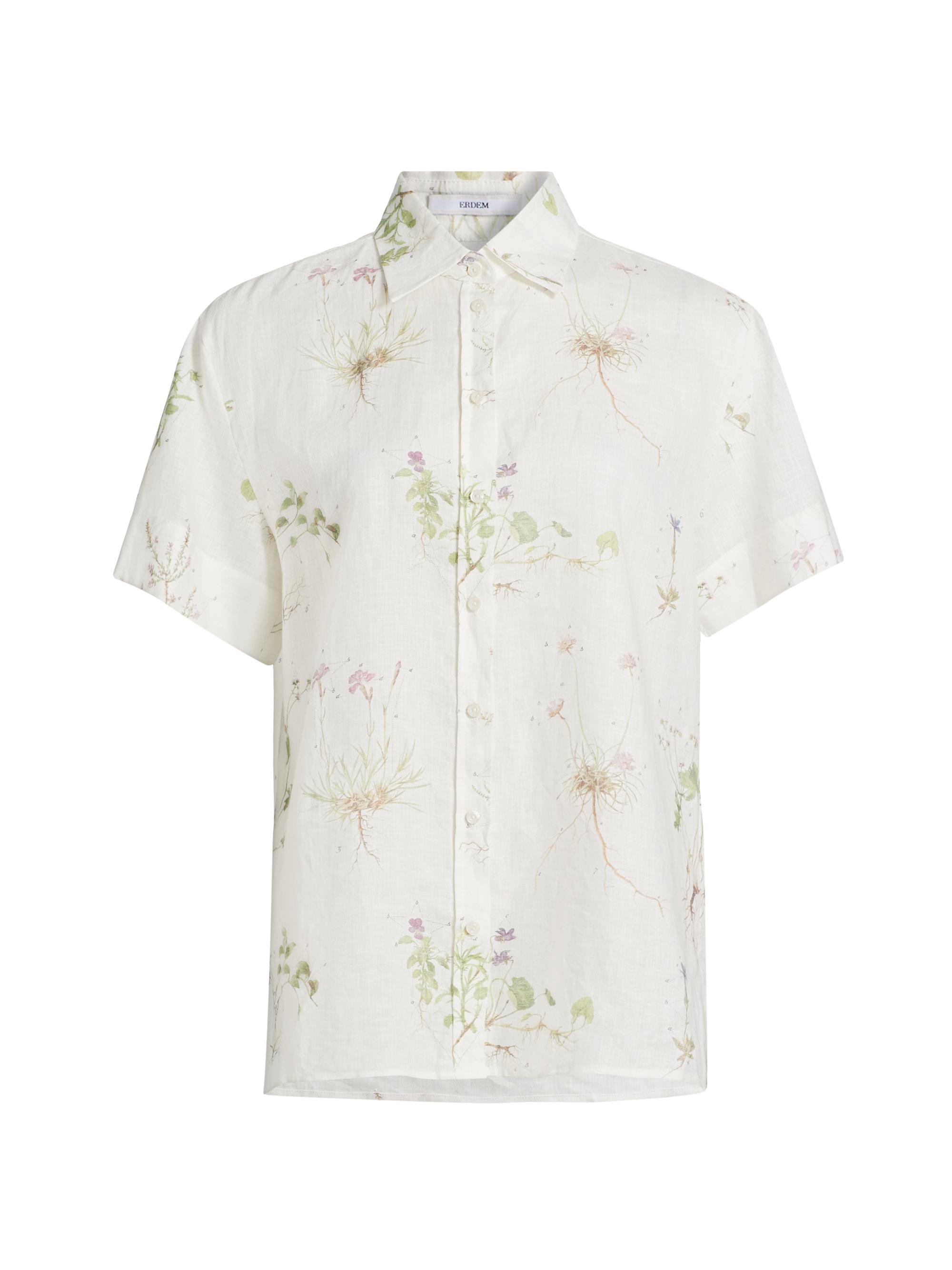 Erdem Women's Botanical Short-Sleeve Shirt - Botanical Garden White
