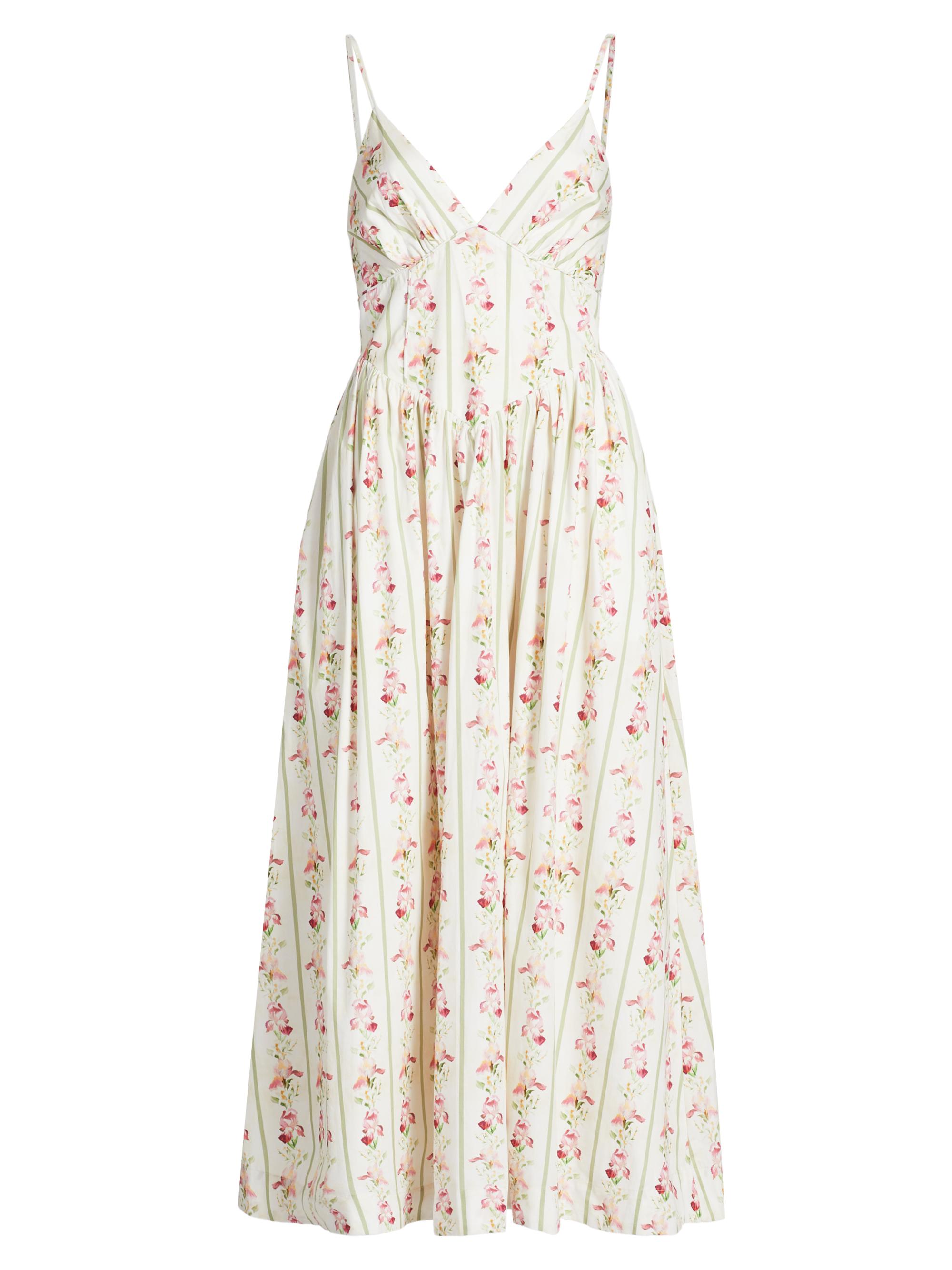 Nicholas the Label Women's Becker Floral Princess Waist Midi-Dress - Paloma Floral Stripe