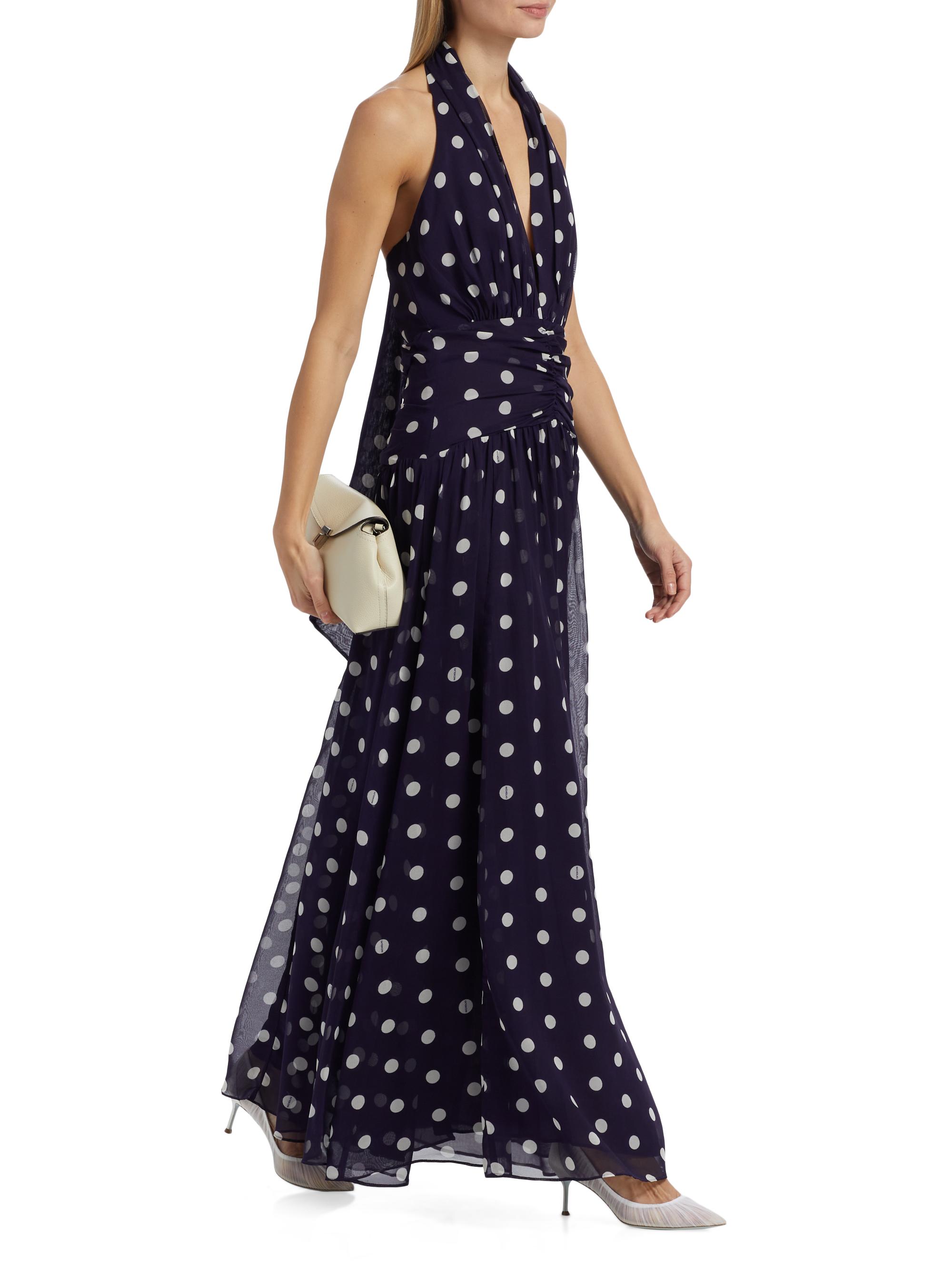 Nicholas the Label Arella Polka Dot Silk Halterneck Maxi Dress