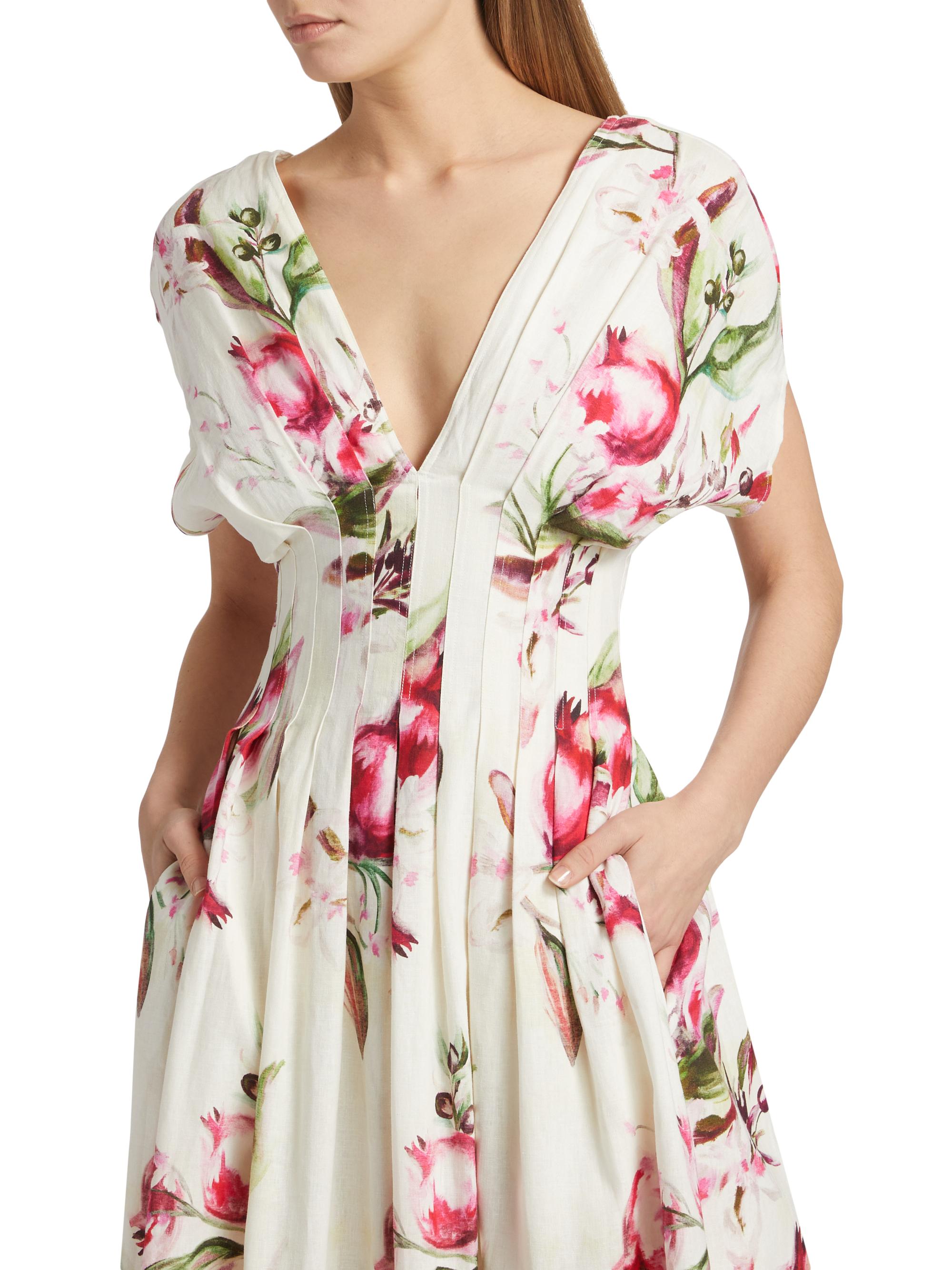Nicholas the Label Sonya Pleated Floral Midi-Dress | Saks Fifth Avenue