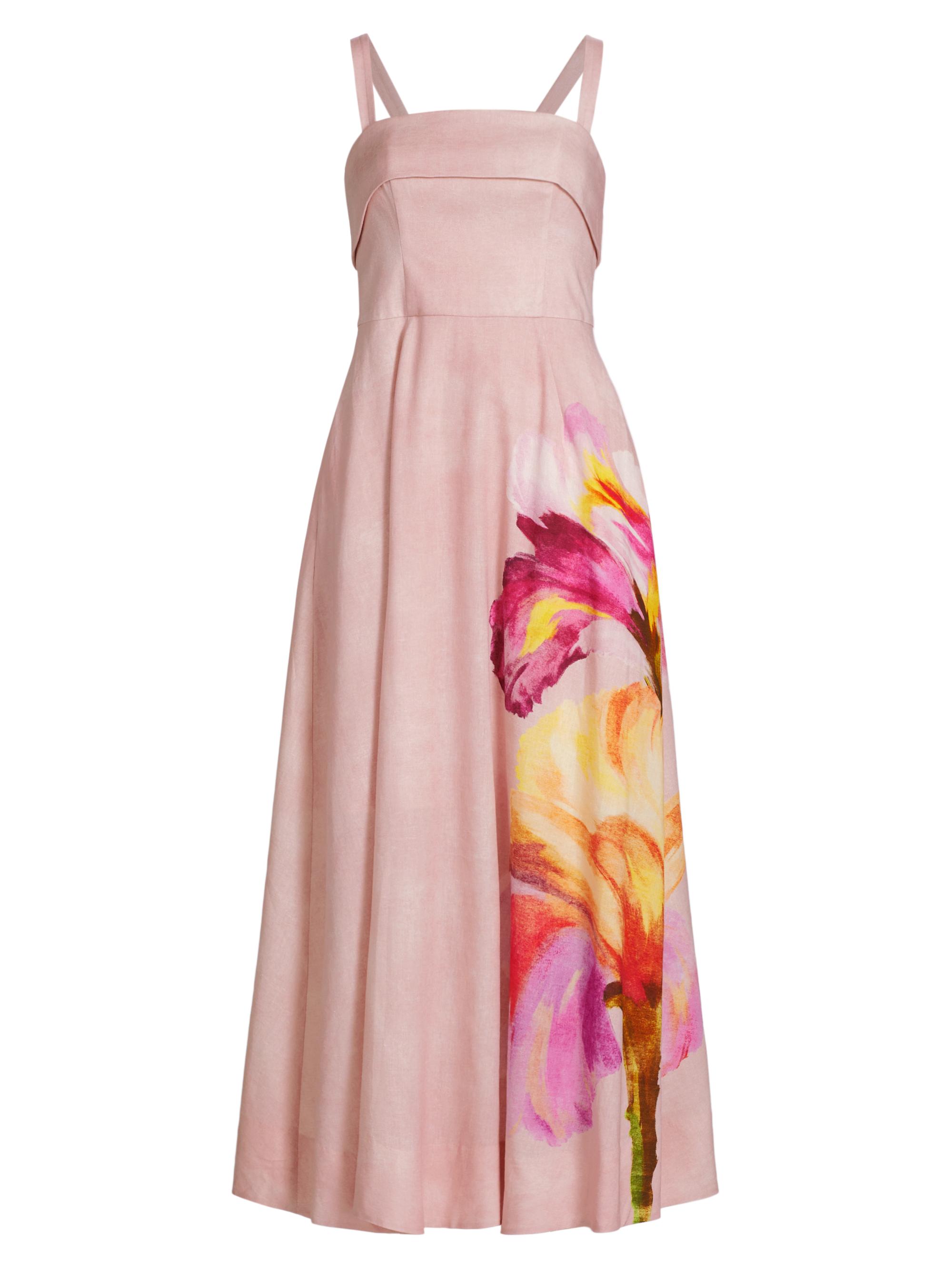 Nicholas the Label Women's Carmellia Floral Linen-Blend Midi-Dress - Lenia Rose Floral