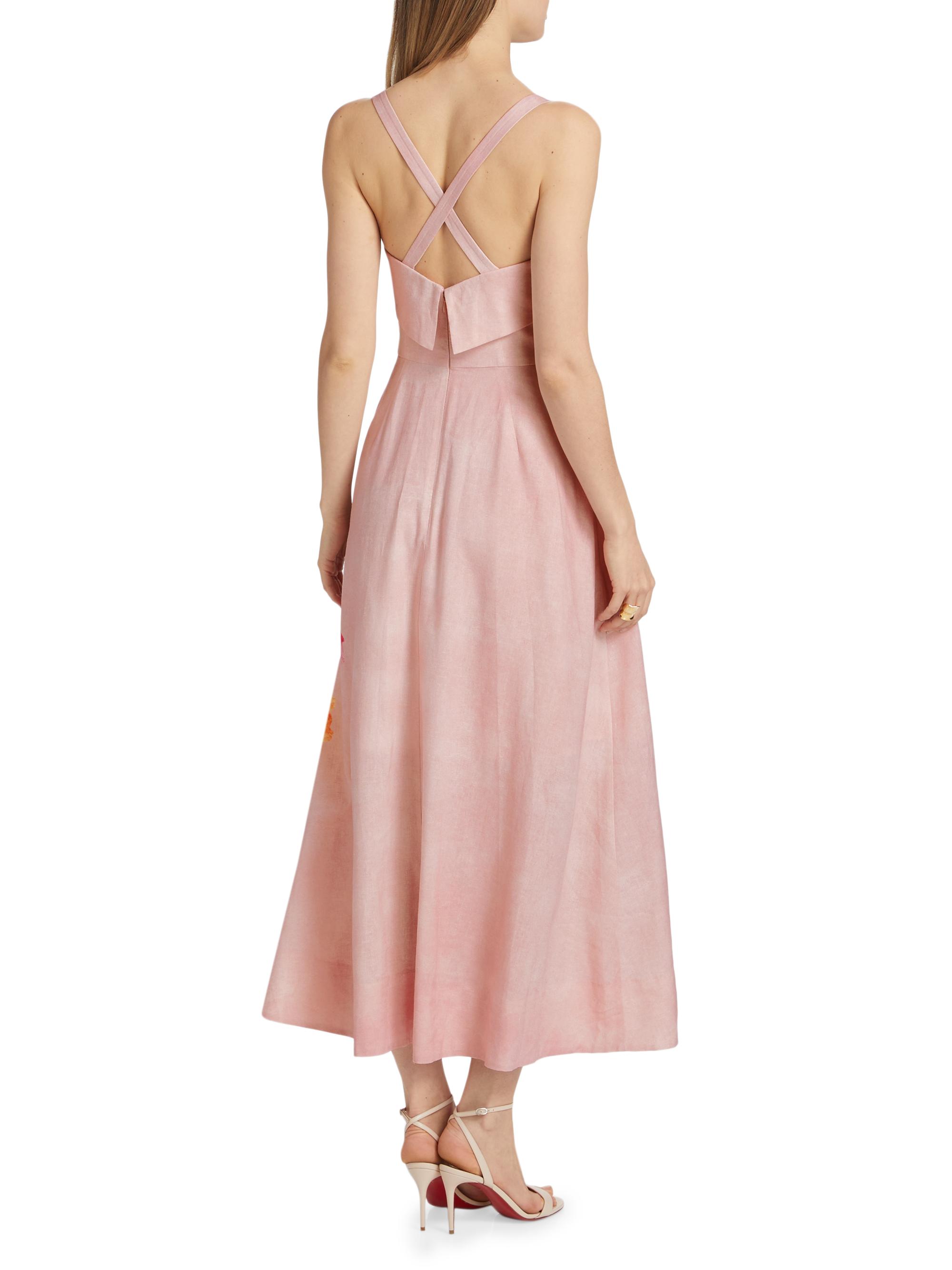 Nicholas the Label Carmellia Floral Linen-Blend Midi-Dress | Saks Fifth  Avenue