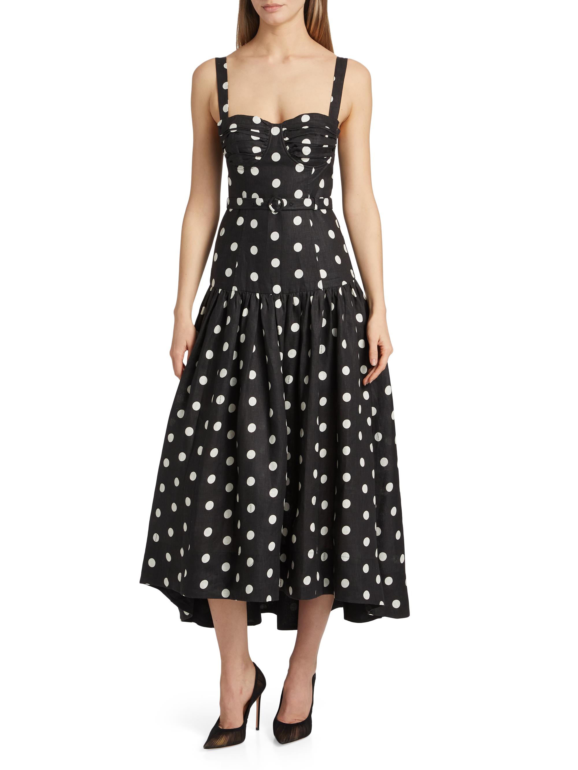Nicholas the Label Drenica Polka Dot Linen Drop-Waist Midi-Dress | Saks  Fifth Avenue