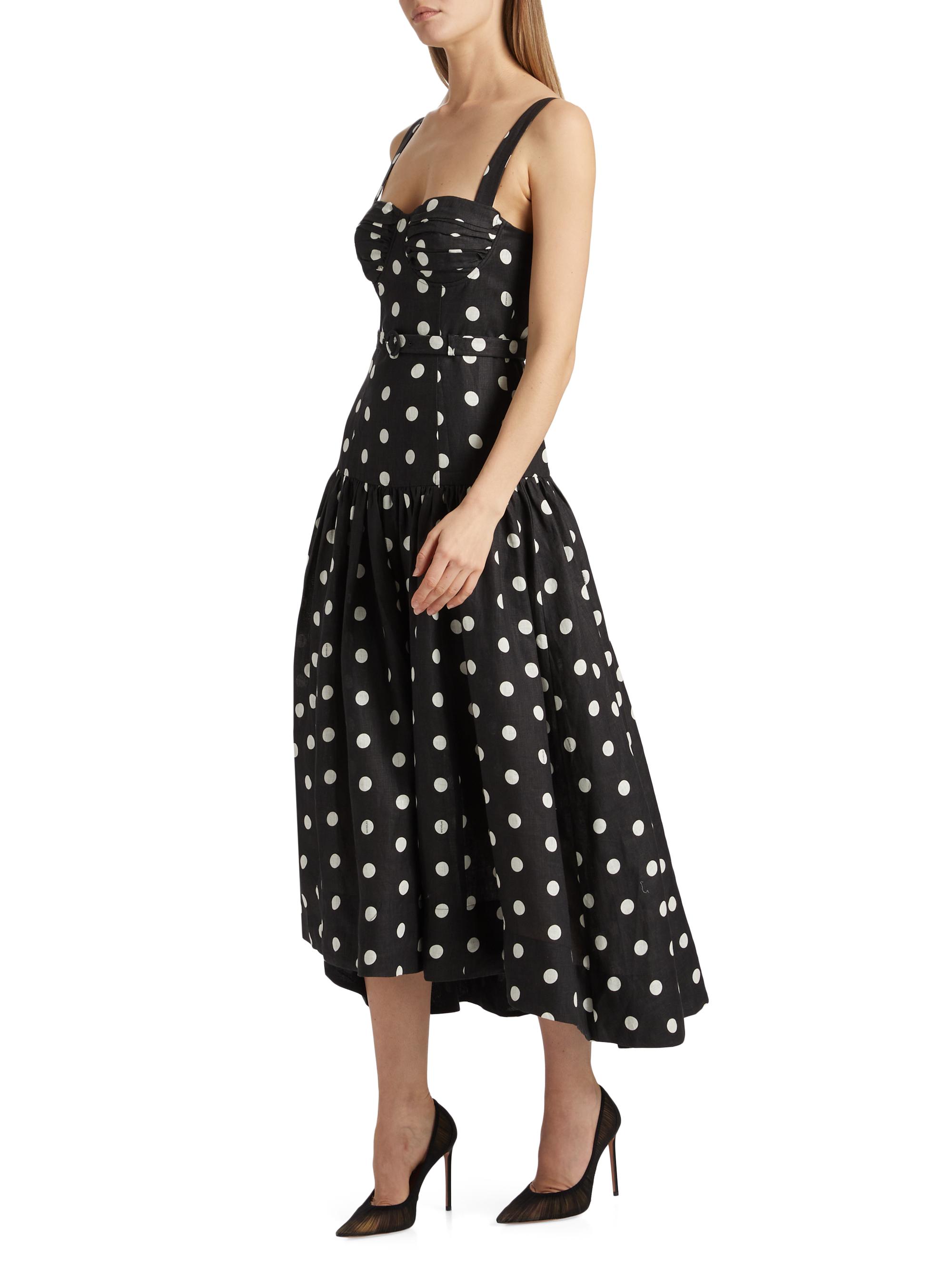 Nicholas the Label Drenica Polka Dot Linen Drop-Waist Midi-Dress | Saks  Fifth Avenue